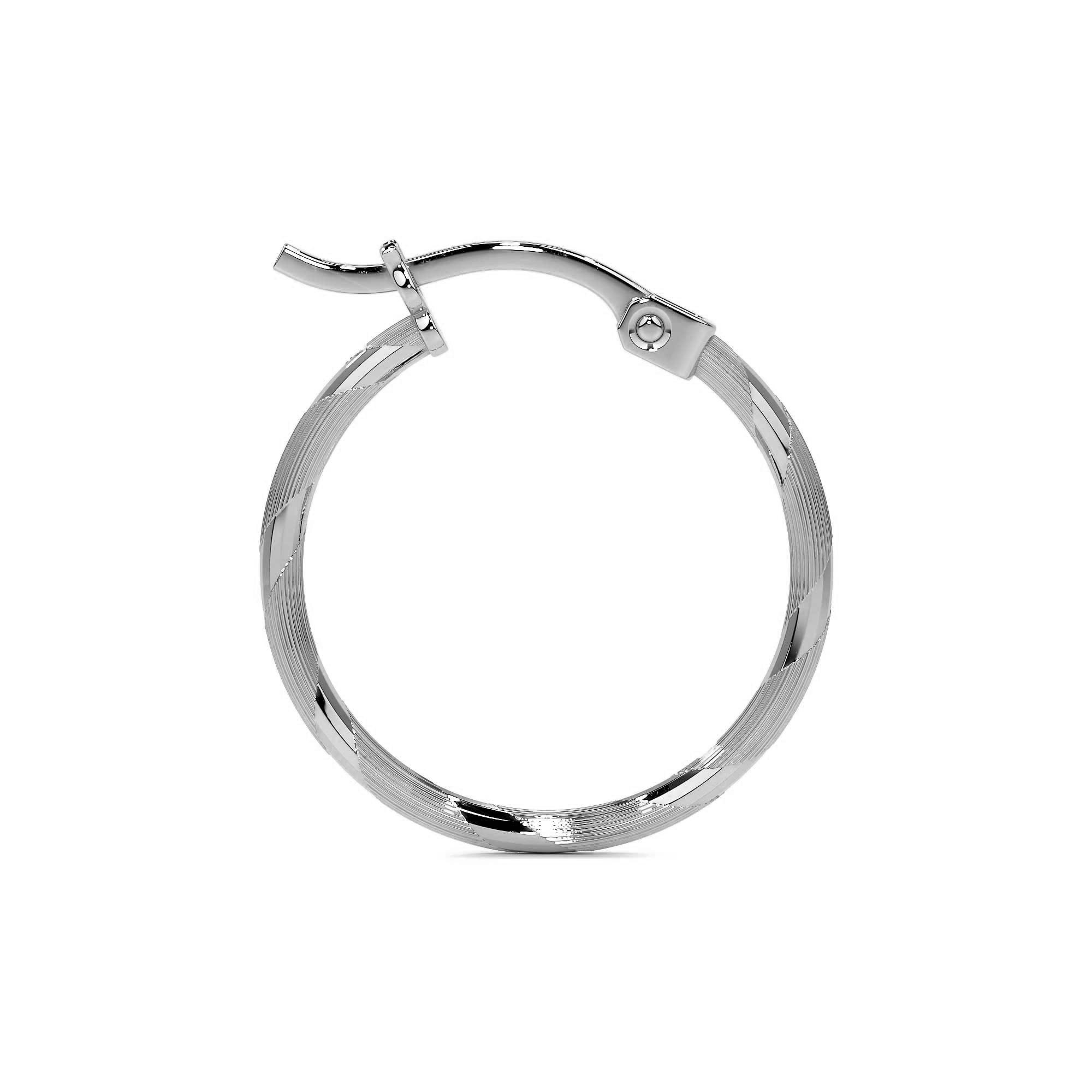 925 Silver Diamond-Cut Hoop Earrings for Women 12mm Blue Cord