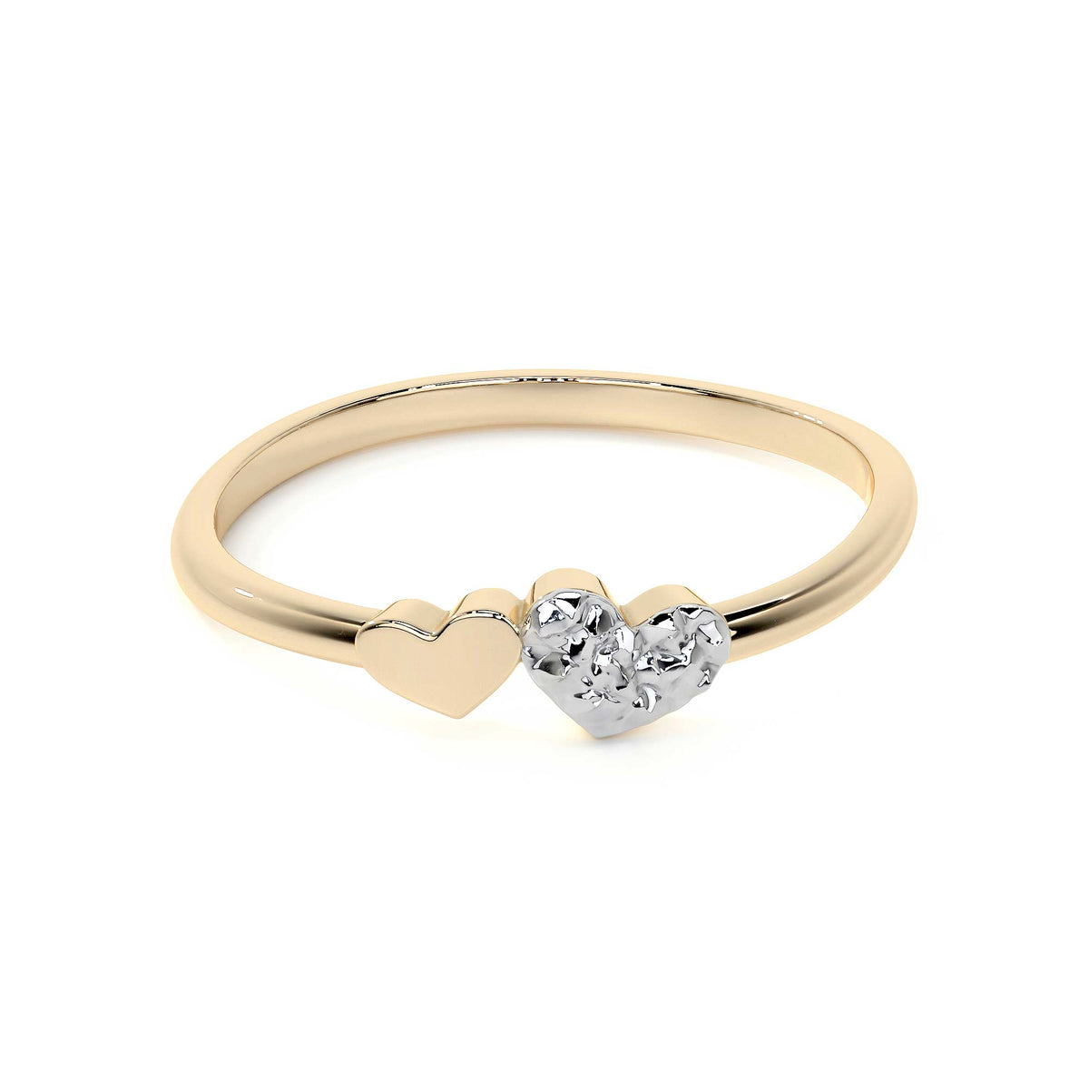 10k Gold Ring with Rhodium-Plated Heart