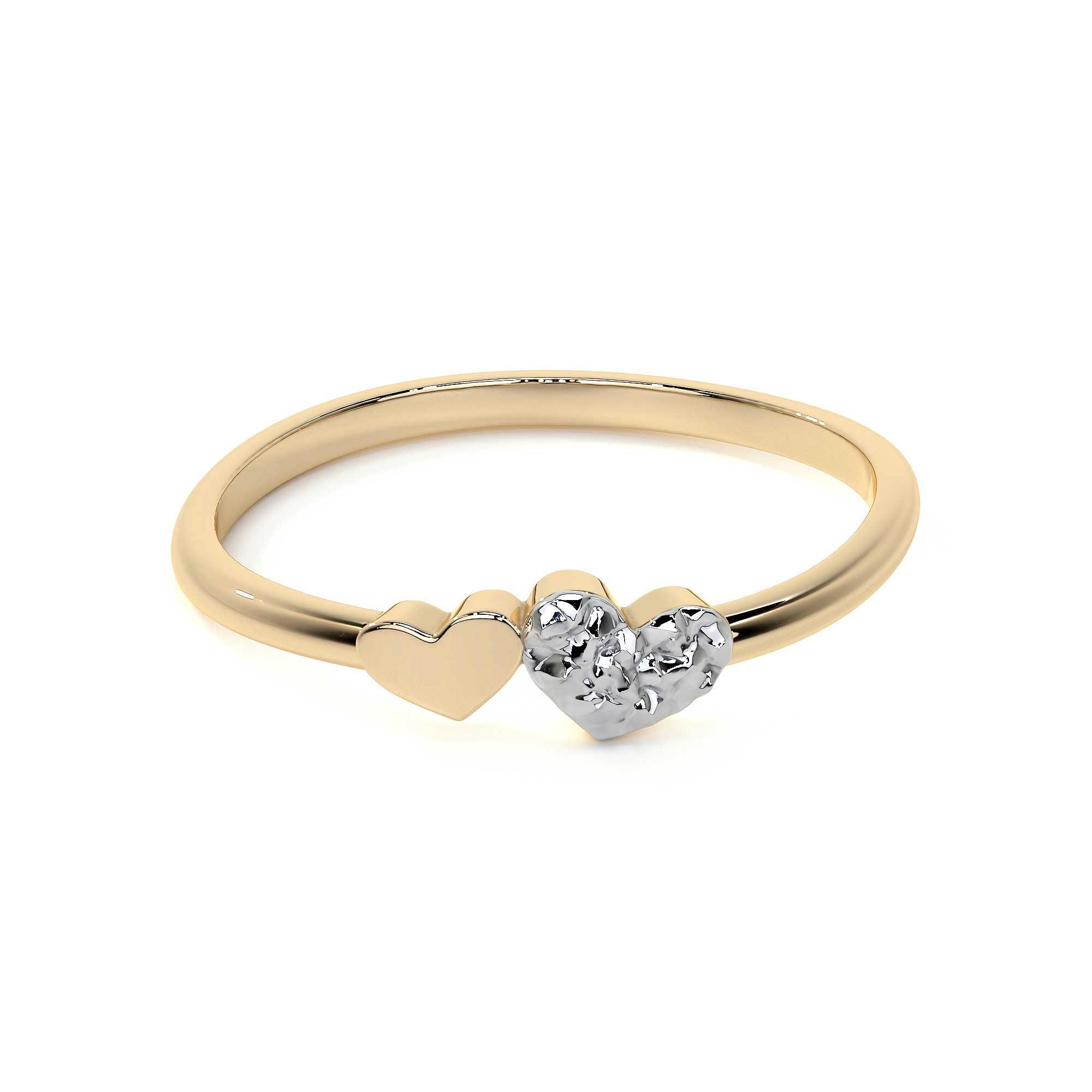 14k Gold Ring with Rhodium-Plated Heart