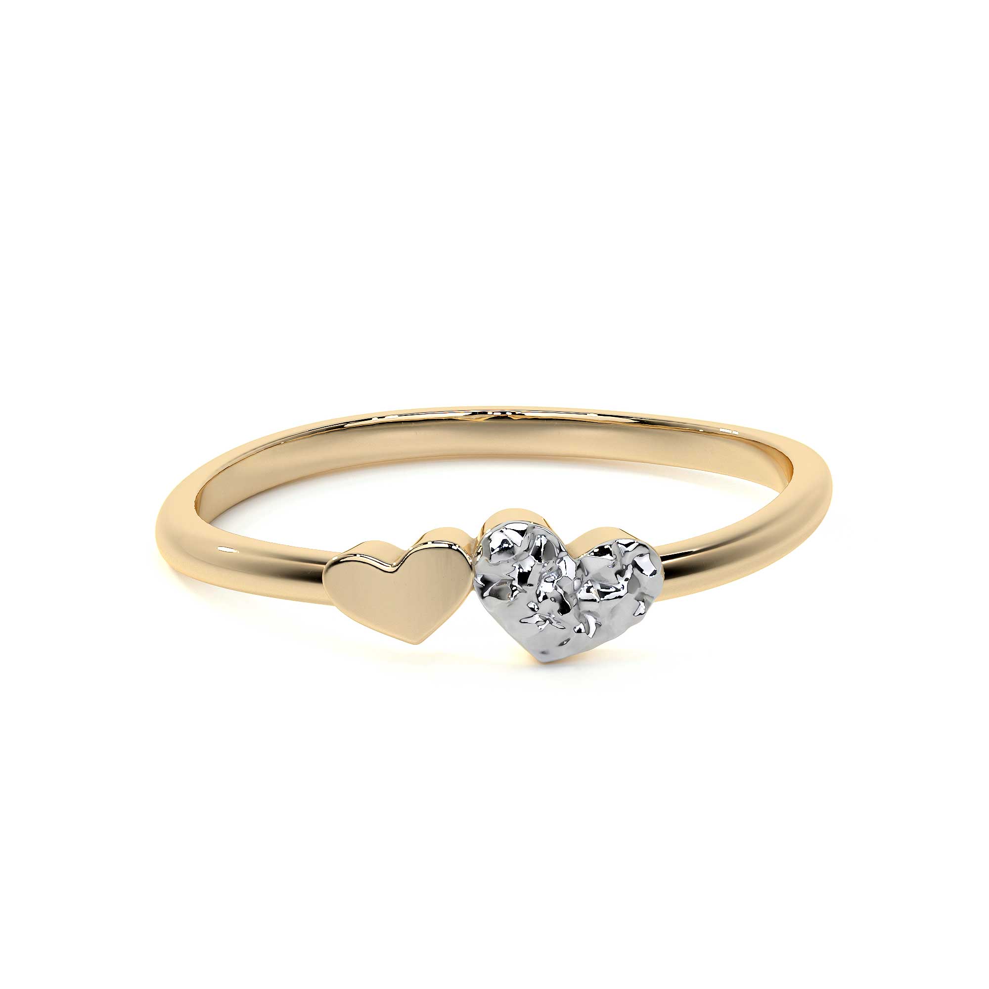14k Gold Ring with Rhodium-Plated Heart