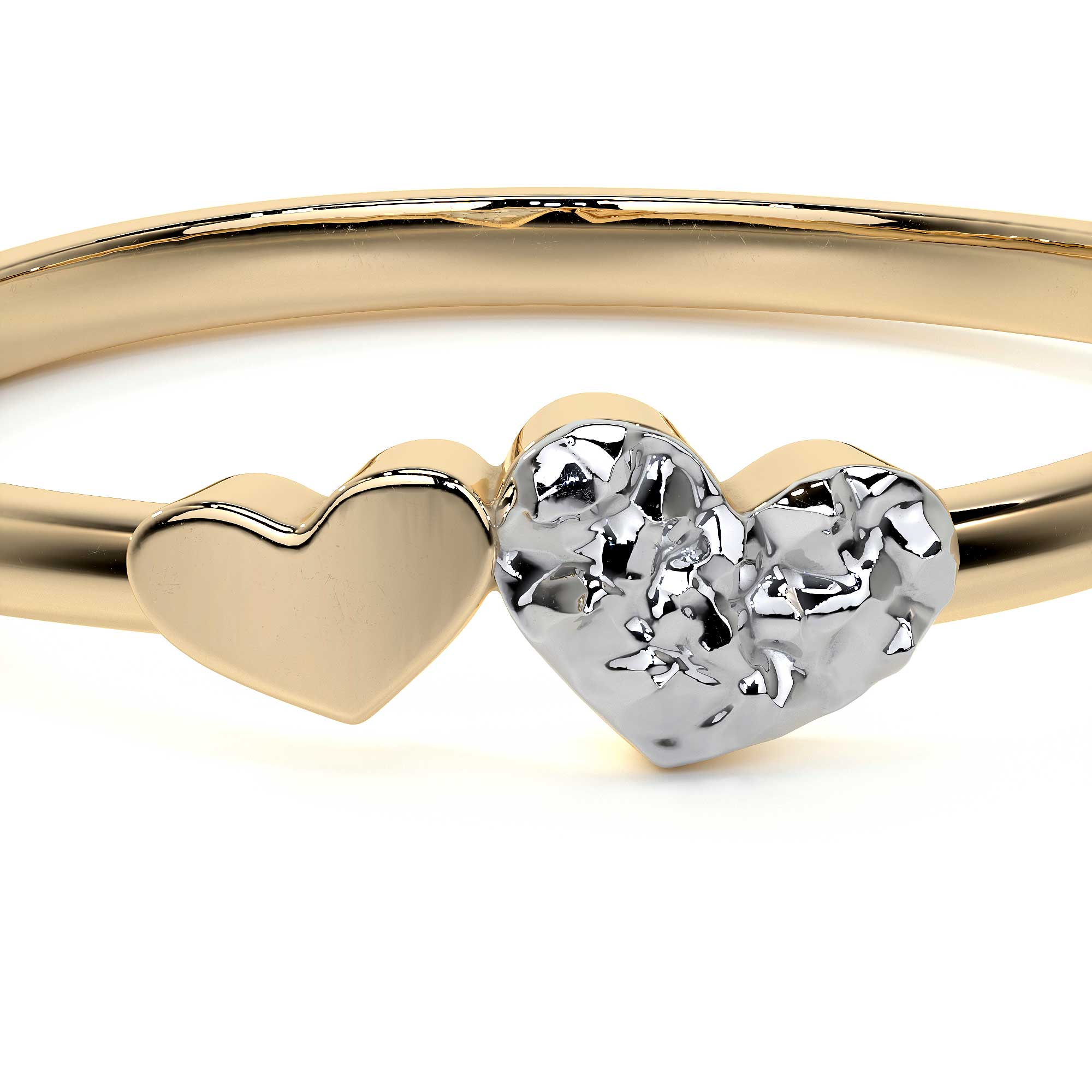 10k Gold Ring with Rhodium-Plated Heart