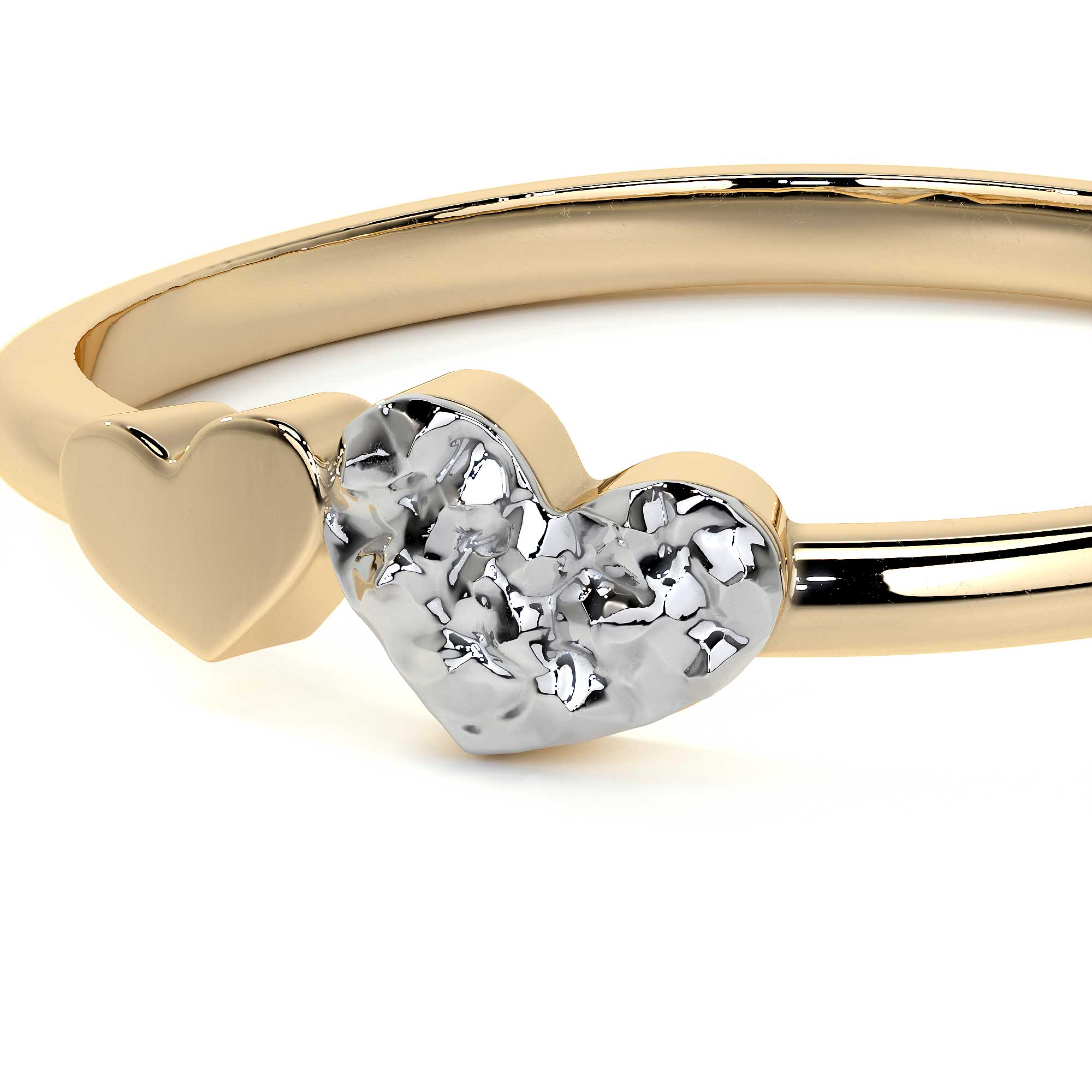 10k Gold Ring with Rhodium-Plated Heart