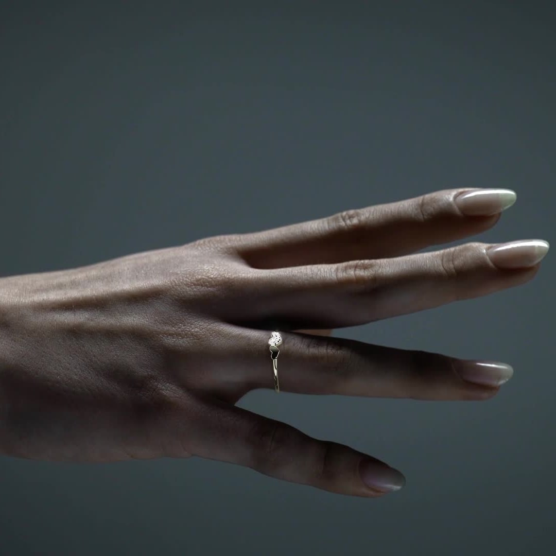 14k Gold Ring with Rhodium-Plated Heart