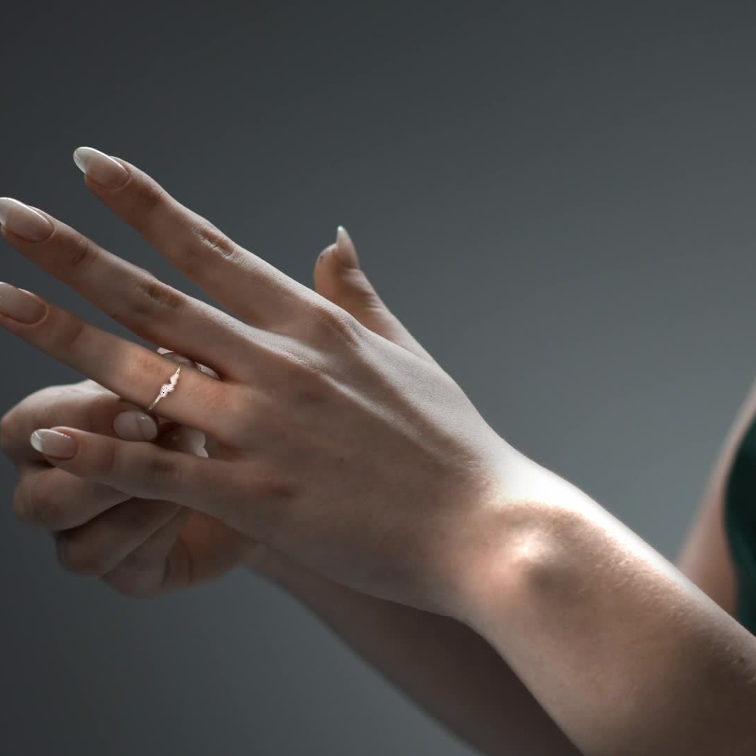 14k Gold Ring with Rhodium-Plated Heart