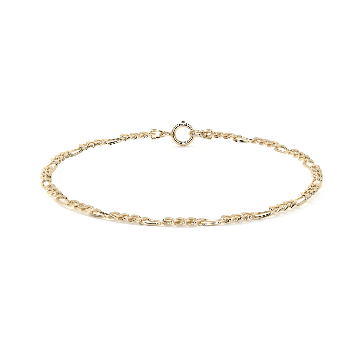 10k Gold Hollow Figaro Men's Bracelet, 2.6mm Gauge, 21.5cm