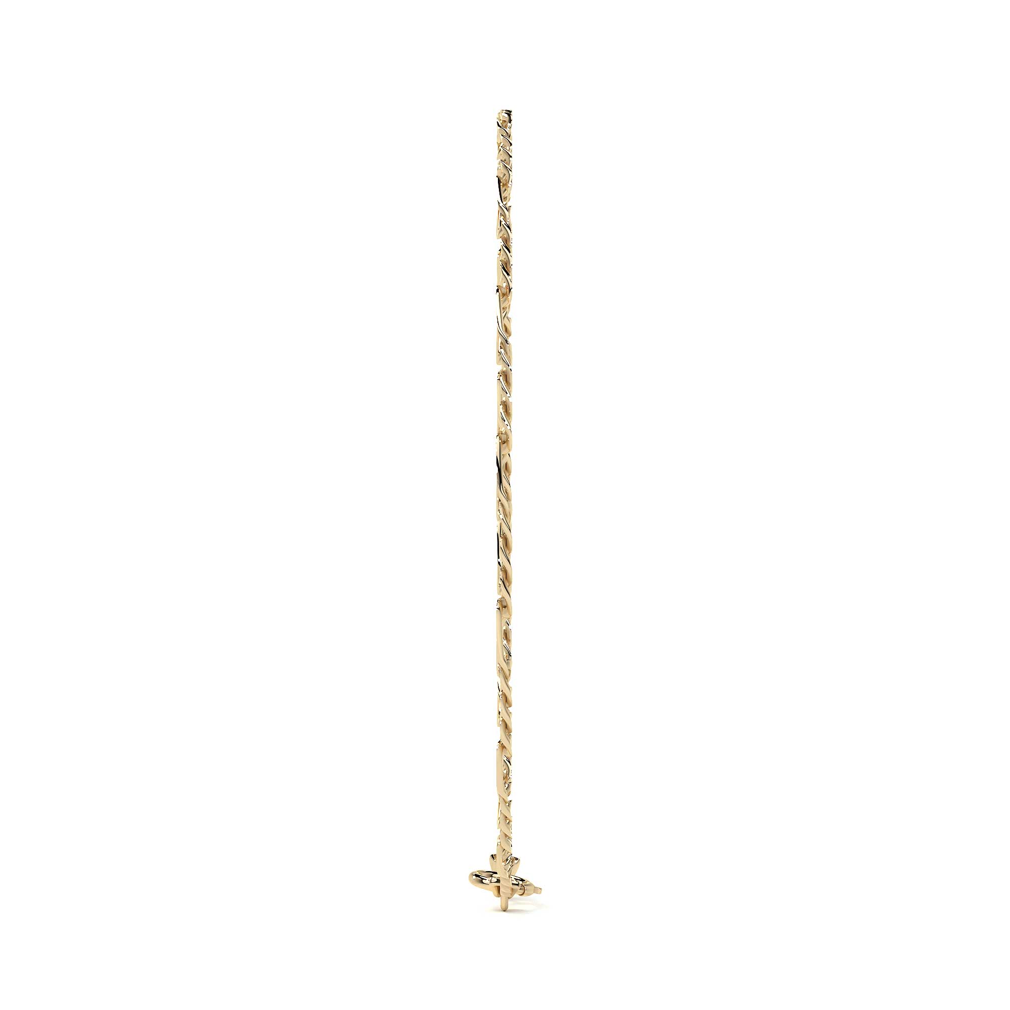 10k Gold Hollow Figaro Men's Bracelet, 2.6mm Gauge, 21.5cm