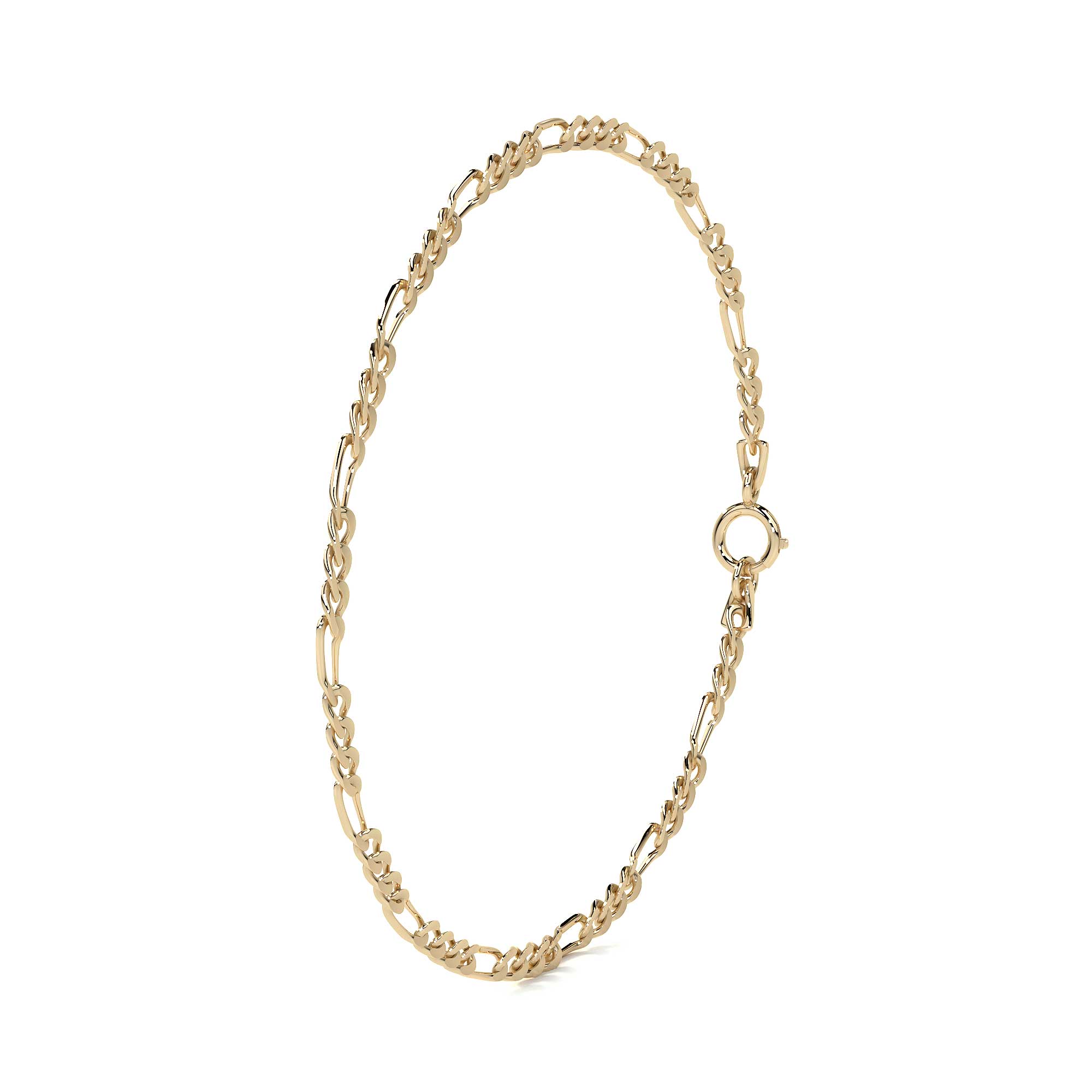 10K Hollow Figaro Italian Bracelet 2.0mm