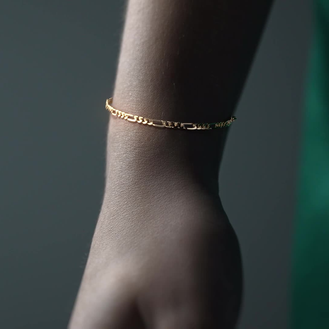 10K Hollow Figaro Italian Bracelet 2.0mm