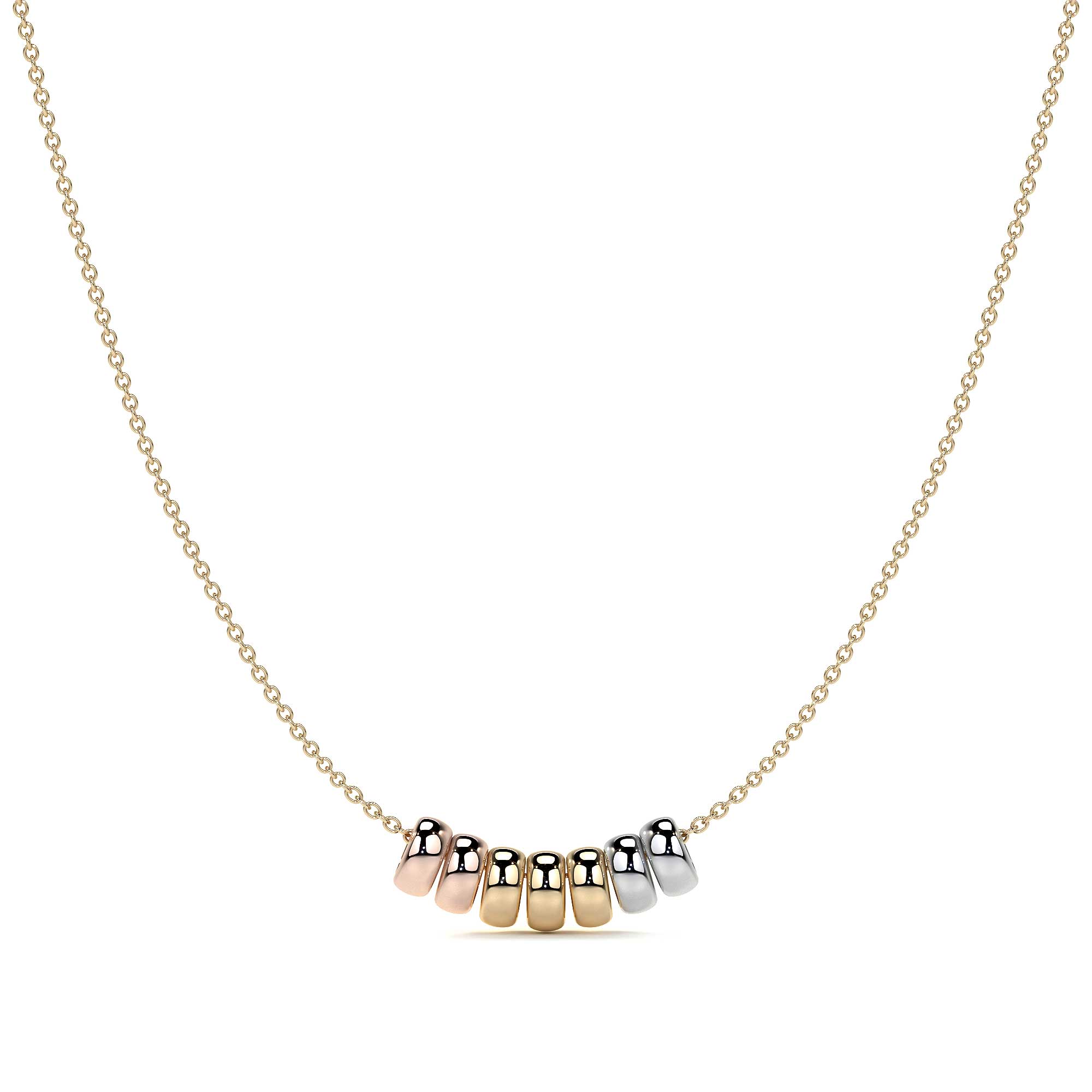 10k Italian Gold Women's Choker Chain, Tricolor Rings