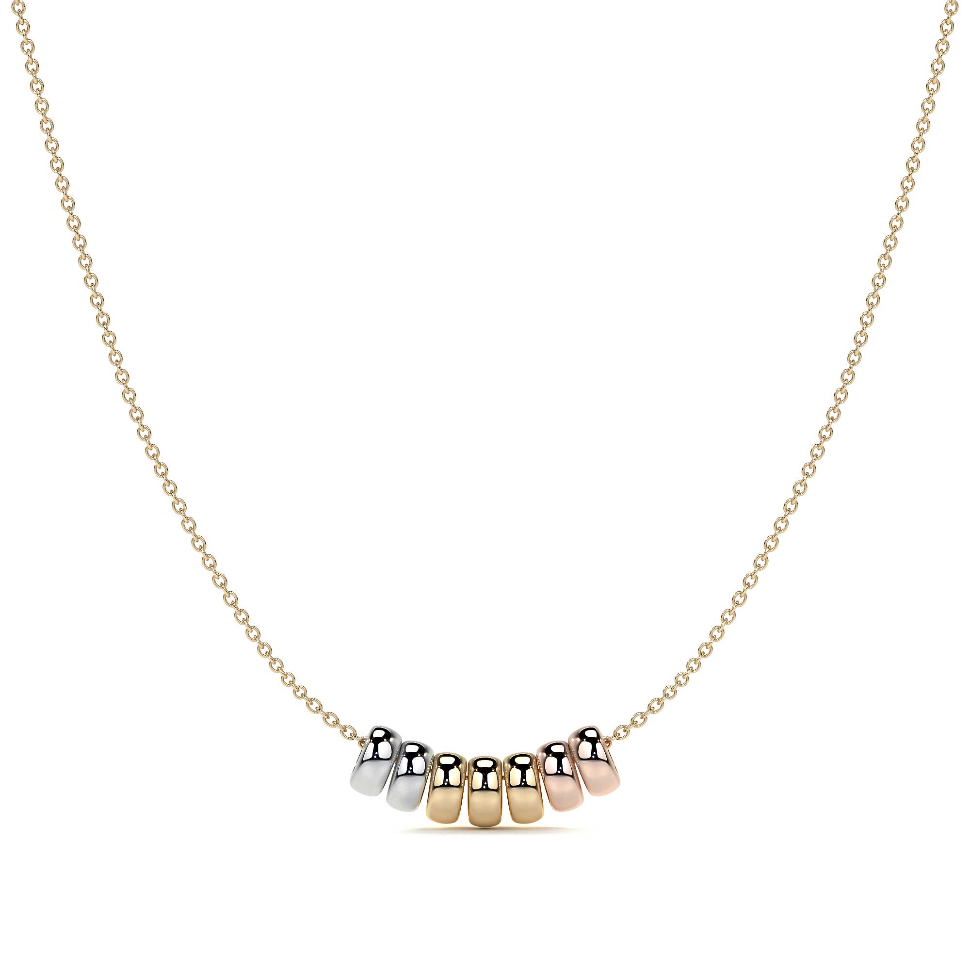 10k Italian Gold Women's Choker Chain, Tricolor Rings