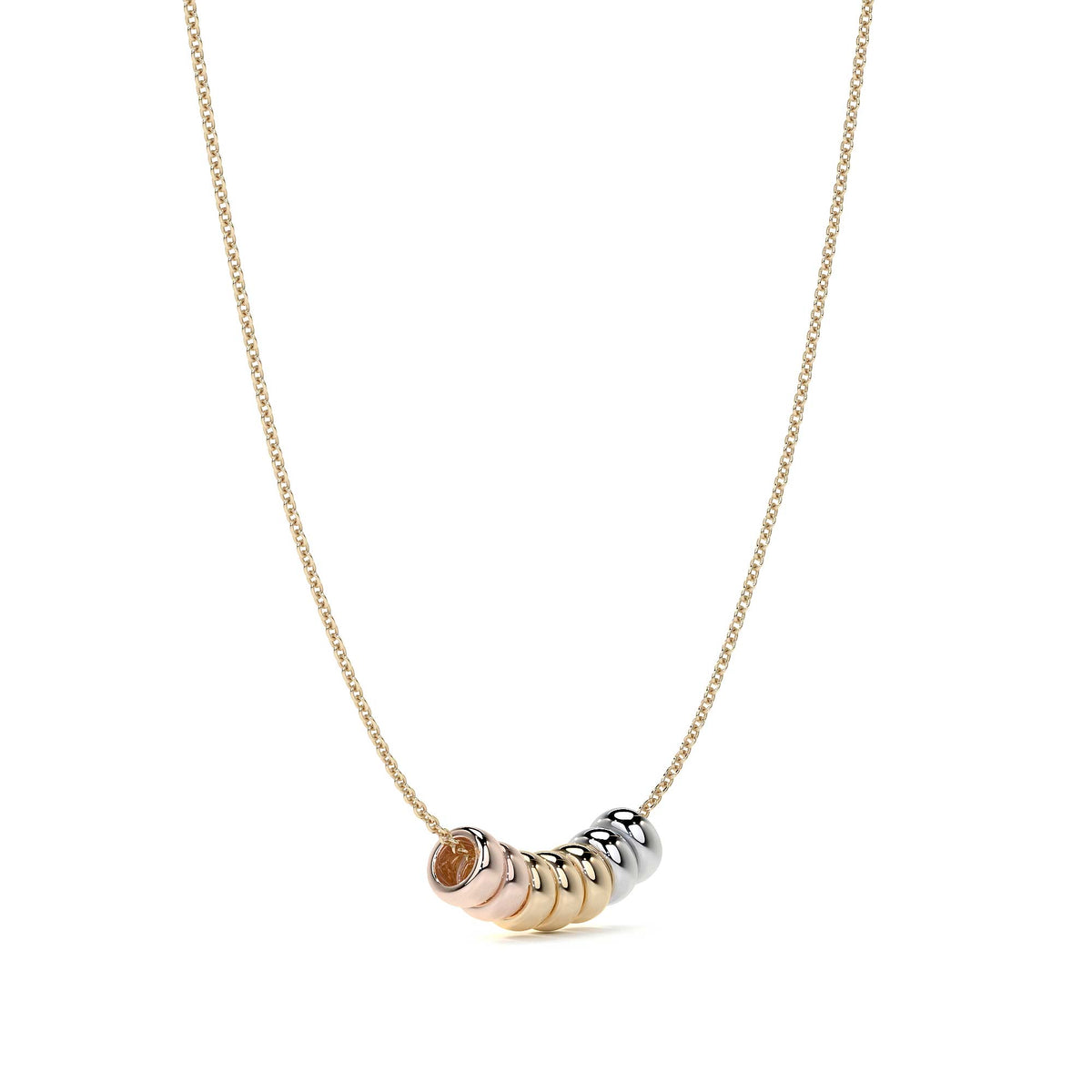 10k Italian Gold Women's Choker Chain, Tricolor Rings