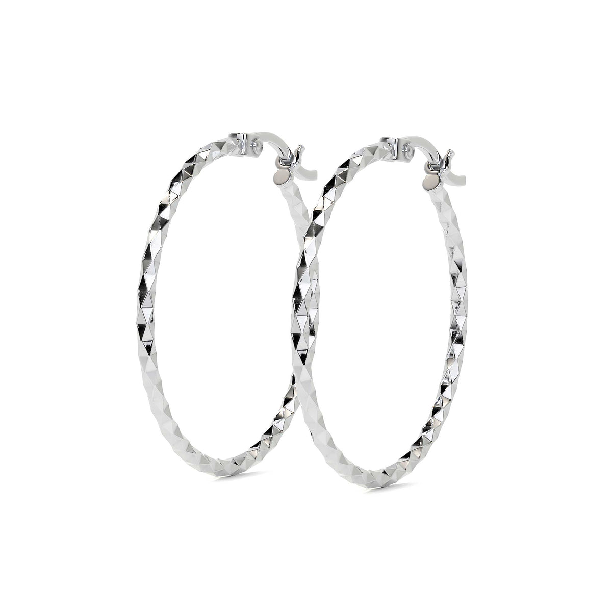 925 Sterling Silver Diamond-Cut Arracada Hoop Earring for Women, Confetti Style