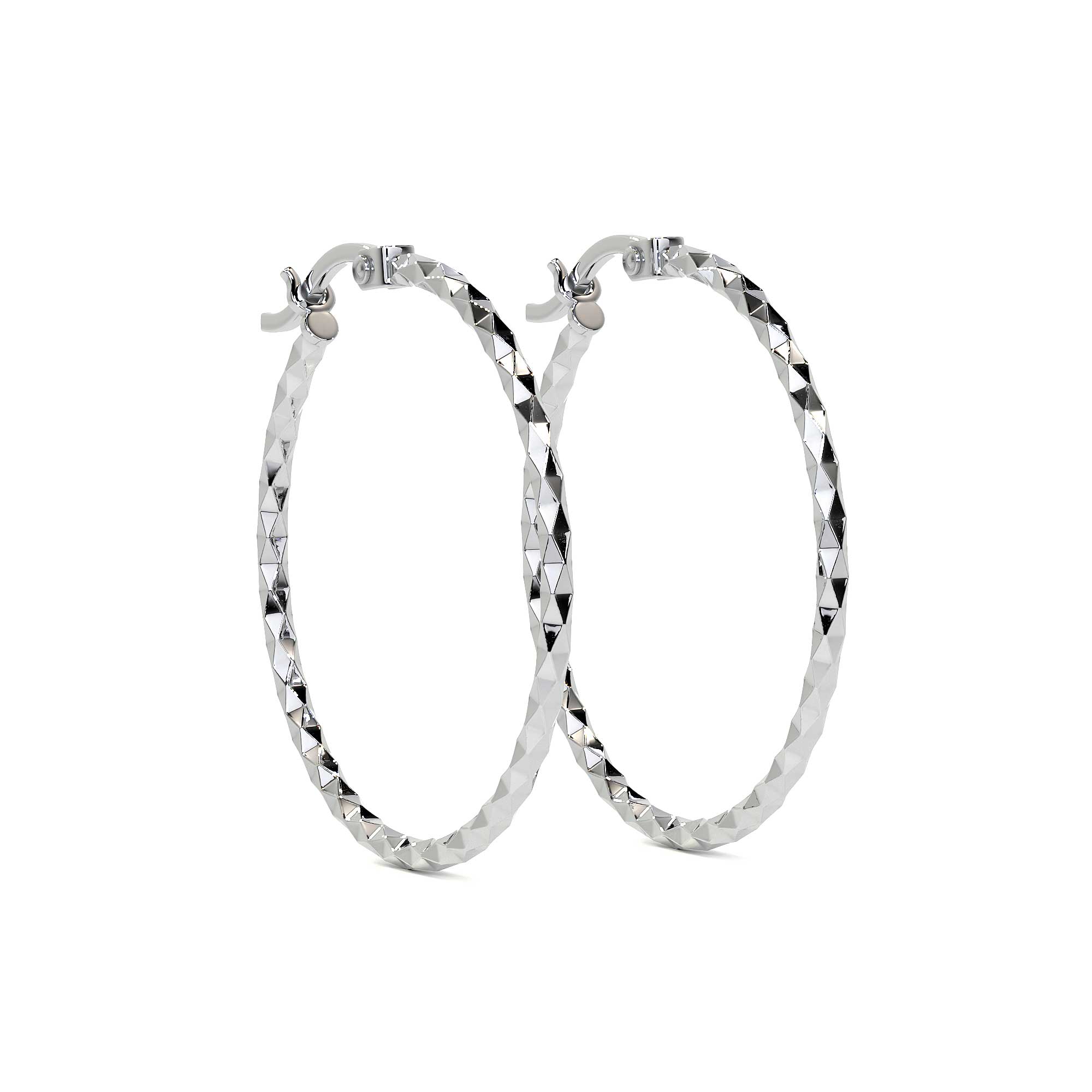 925 Sterling Silver Diamond-Cut Arracada Hoop Earring for Women, Confetti Style