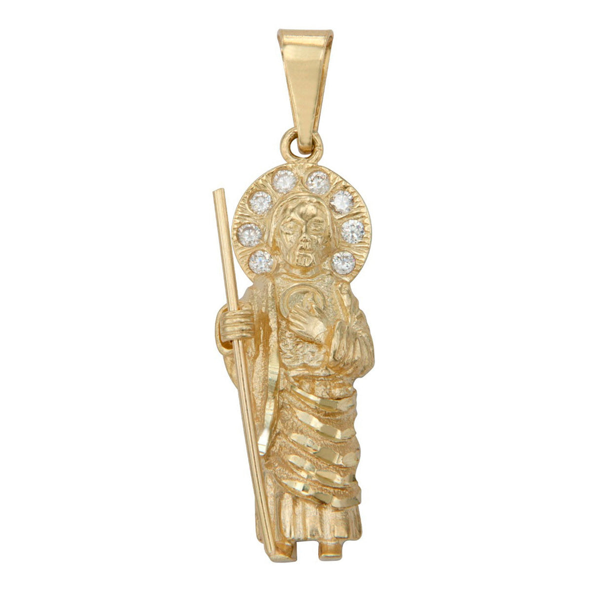 10k Gold St. Jude Pendant with Zirconia Stone
