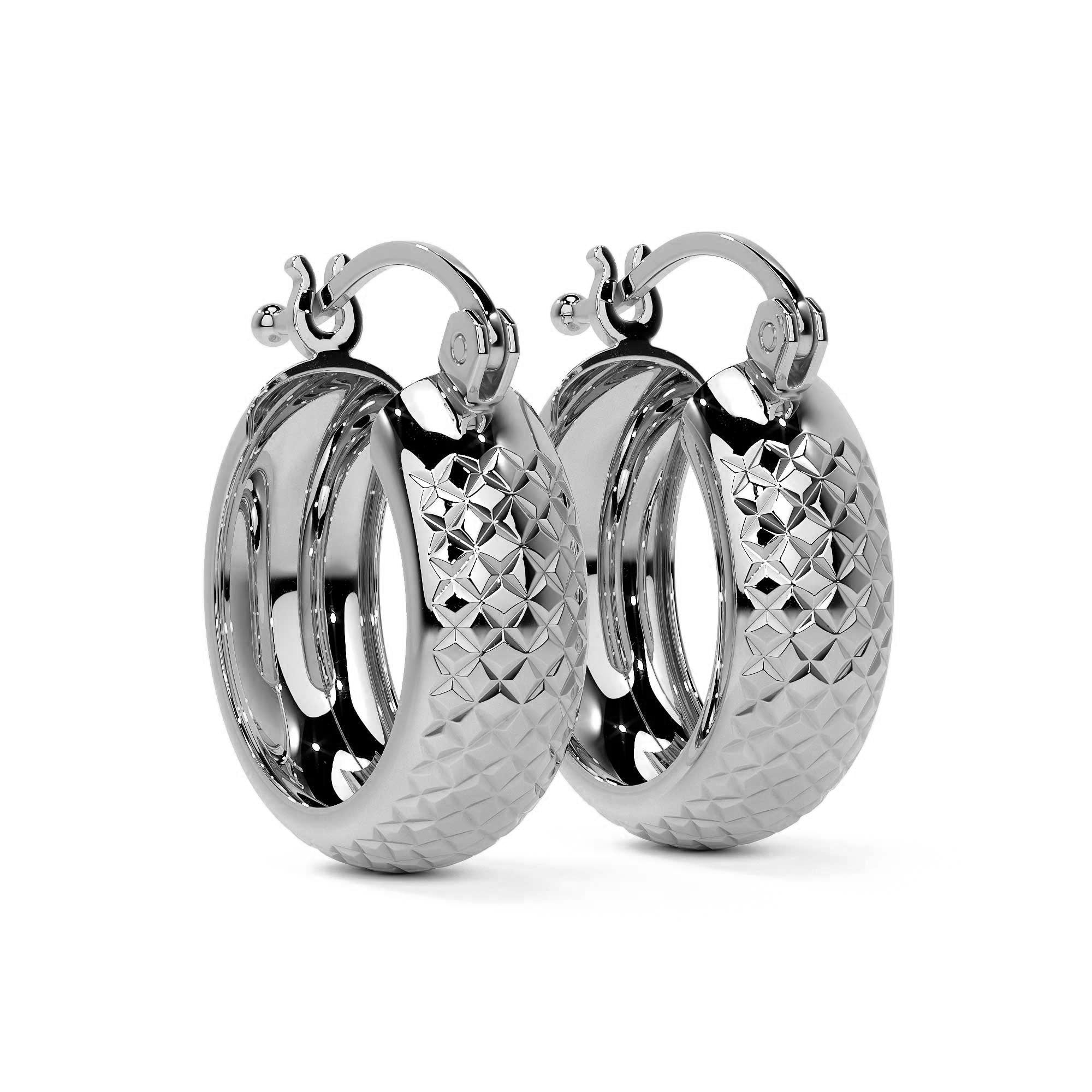 925 Sterling Silver Diamond-Cut Arracada Hoop Earring, Bangle Type