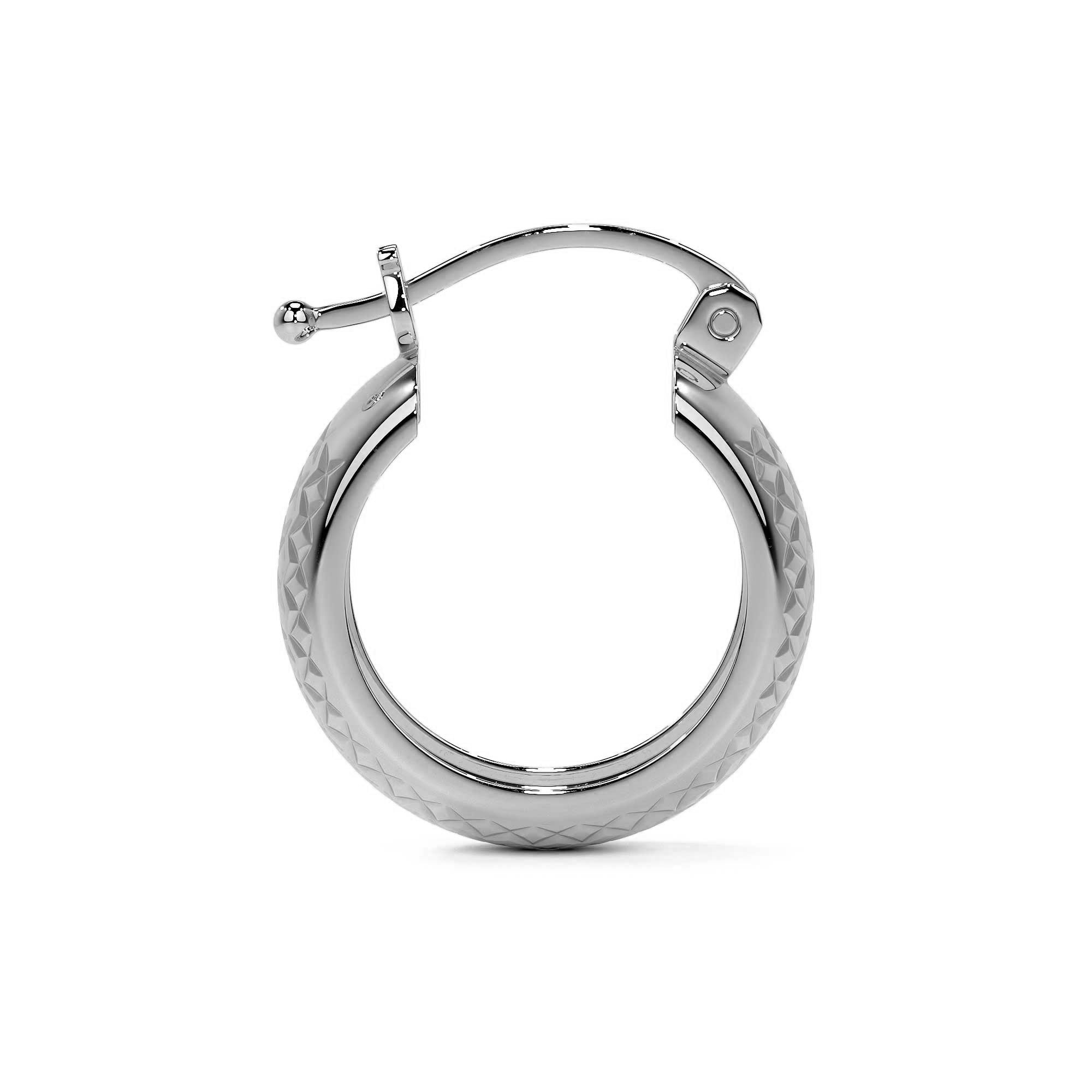 925 Sterling Silver Diamond-Cut Arracada Hoop Earring, Bangle Type