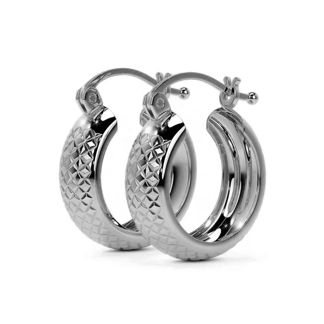 925 Sterling Silver Diamond-Cut Arracada Hoop Earring, Bangle Type