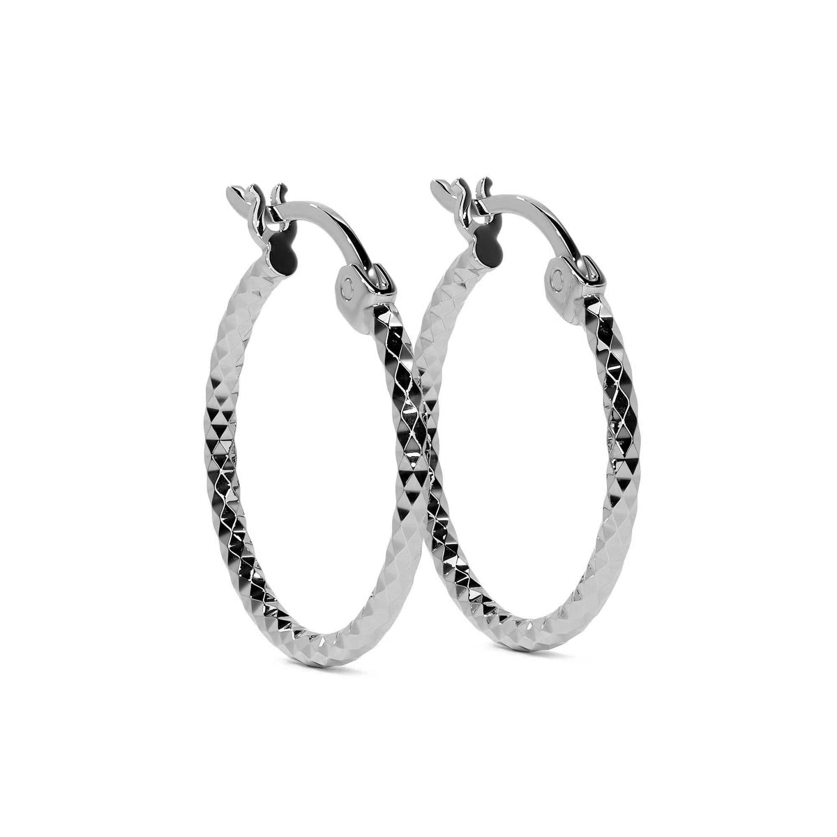 925 Sterling Silver Women's Honeycomb Diamond-Cut Stud Earrings 12mm
