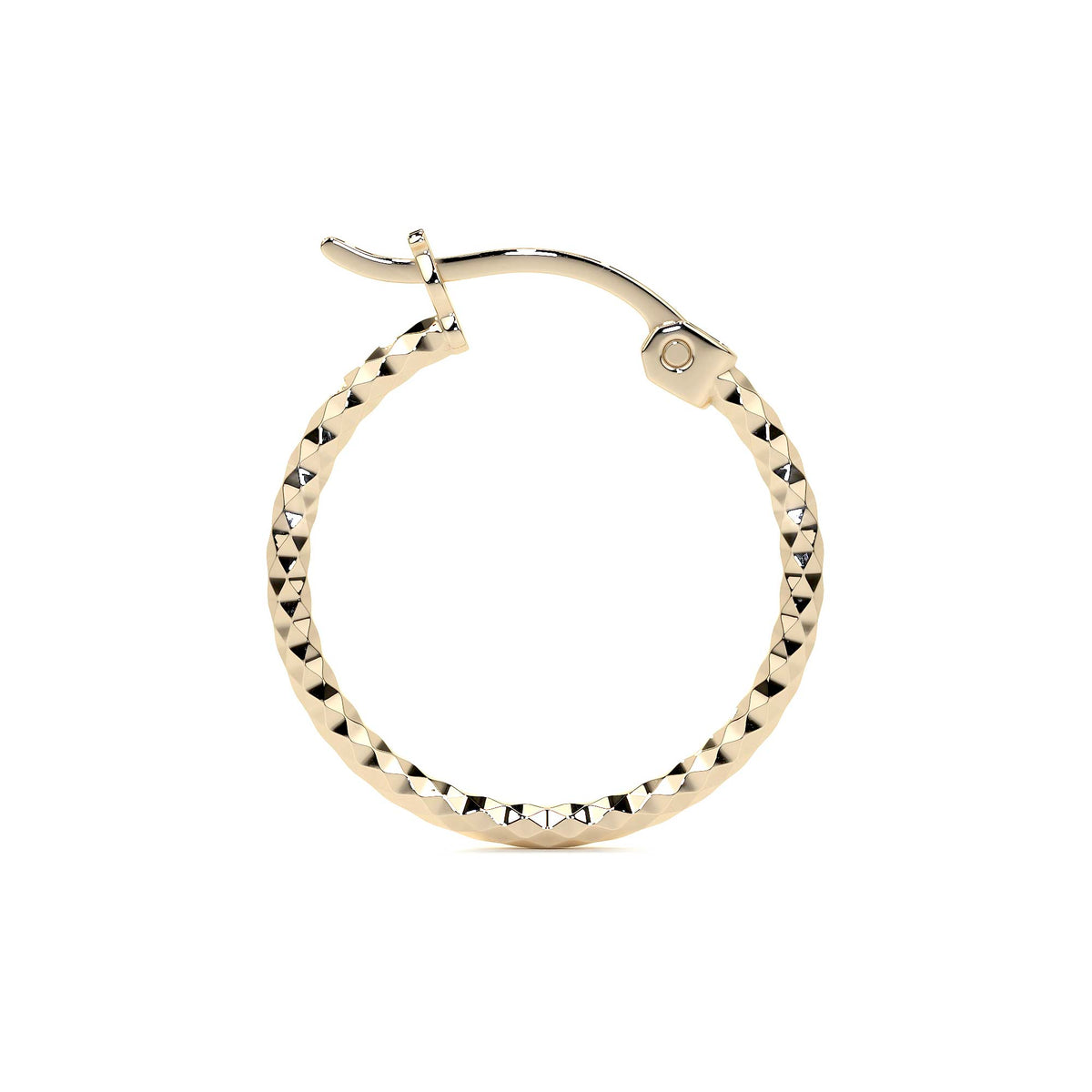 10k Gold Honeycomb Style Diamond Cut Hoop Earring