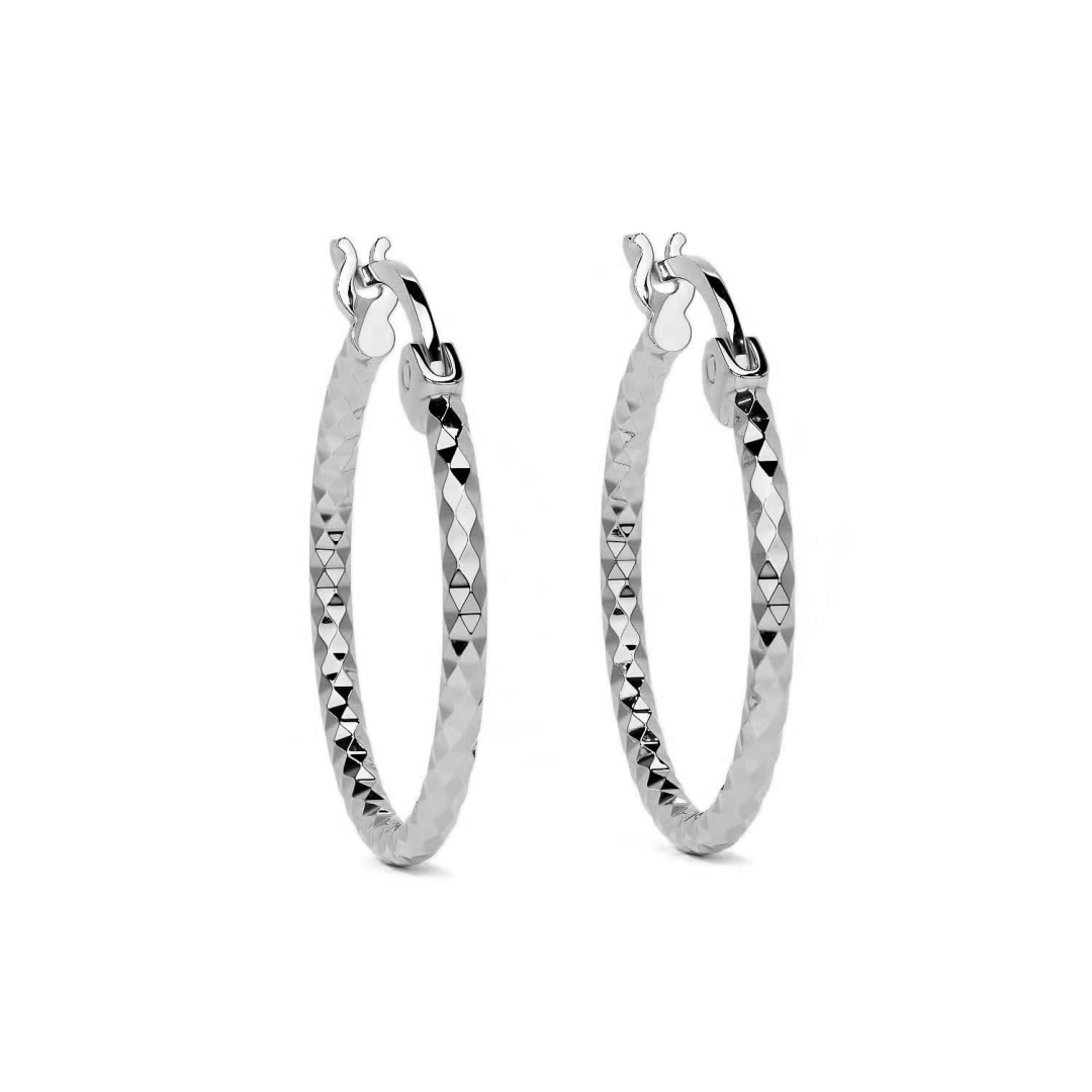 925 Sterling Silver Women's Honeycomb Diamond-Cut Stud Earrings 12mm