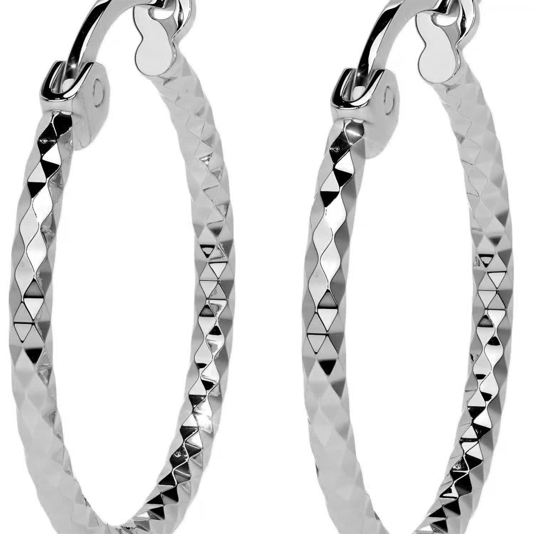 925 Sterling Silver Women's Honeycomb Diamond-Cut Stud Earrings 12mm