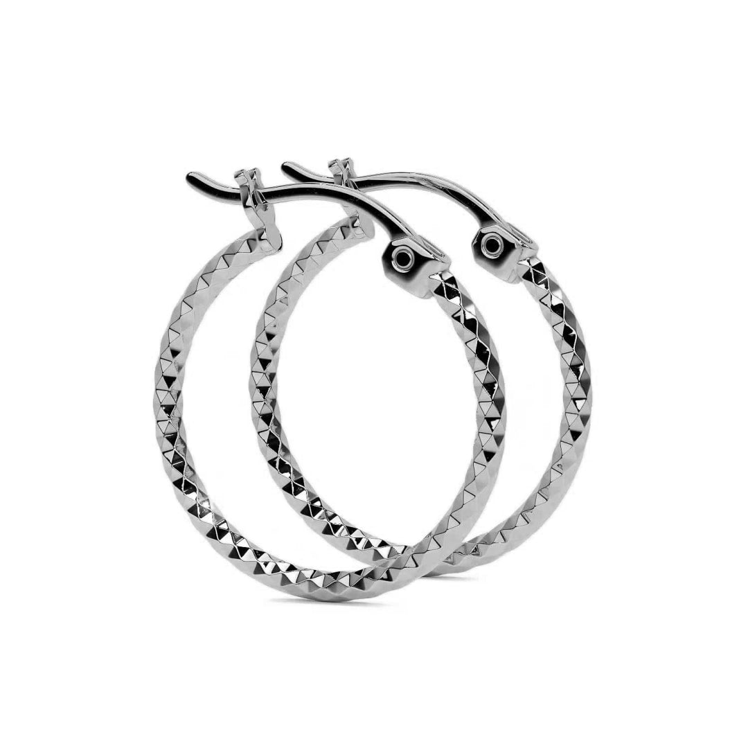 Sterling Silver .925 Diamond-Cut Honeycomb Arracada Hoop Earring for Women