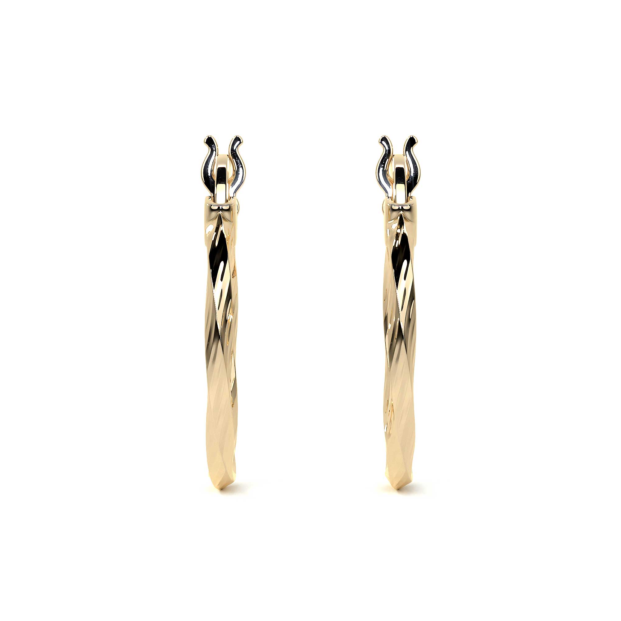 14k Gold Diamond-Cut Twisted Hoop Earring