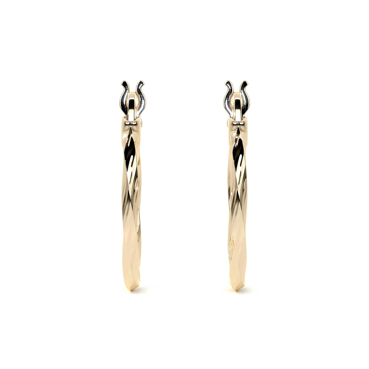 10k Gold Diamond-Cut Hoop Earring with Rope Style