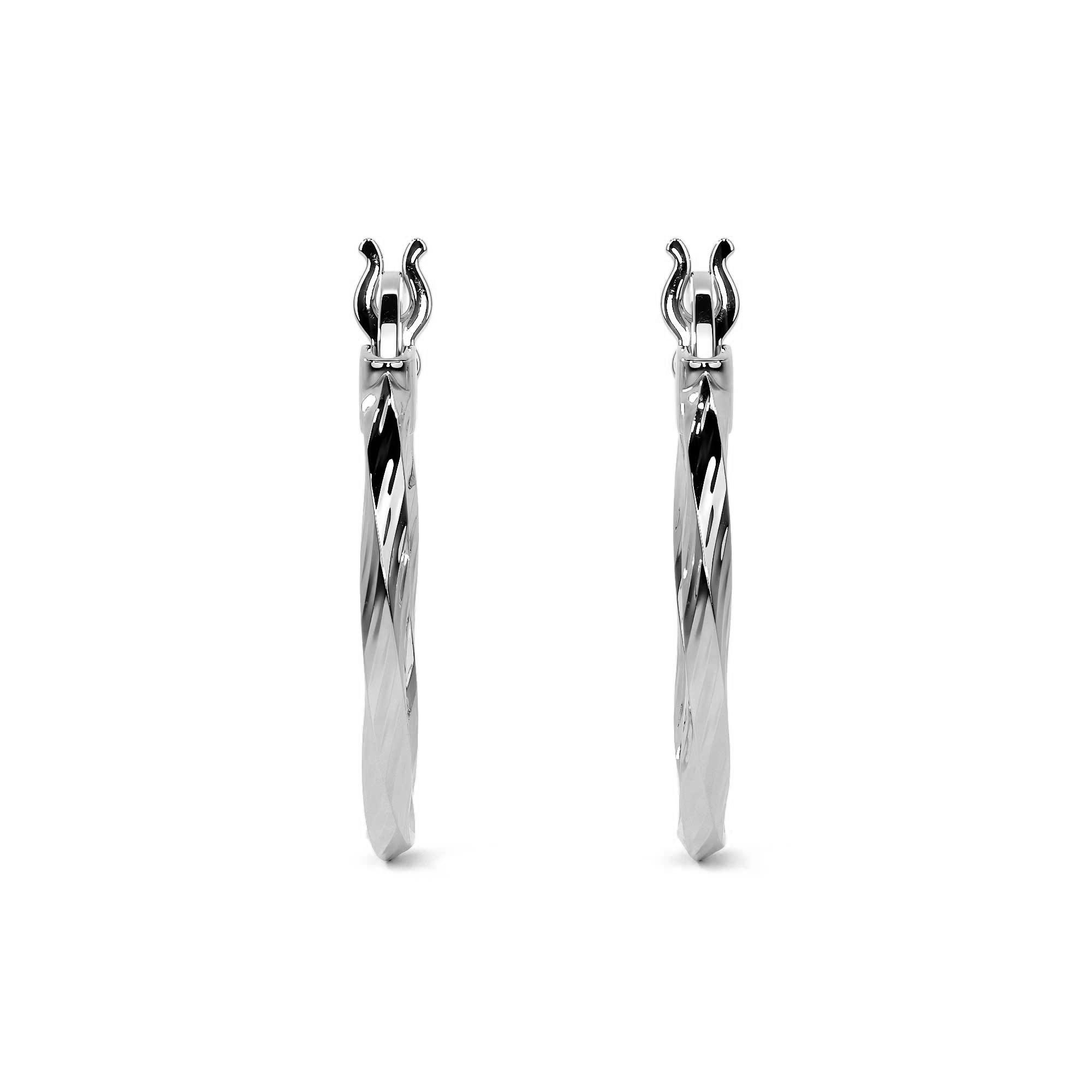Women's Extra Lightweight 925 Silver Earring with Torsal Diamond Cut
