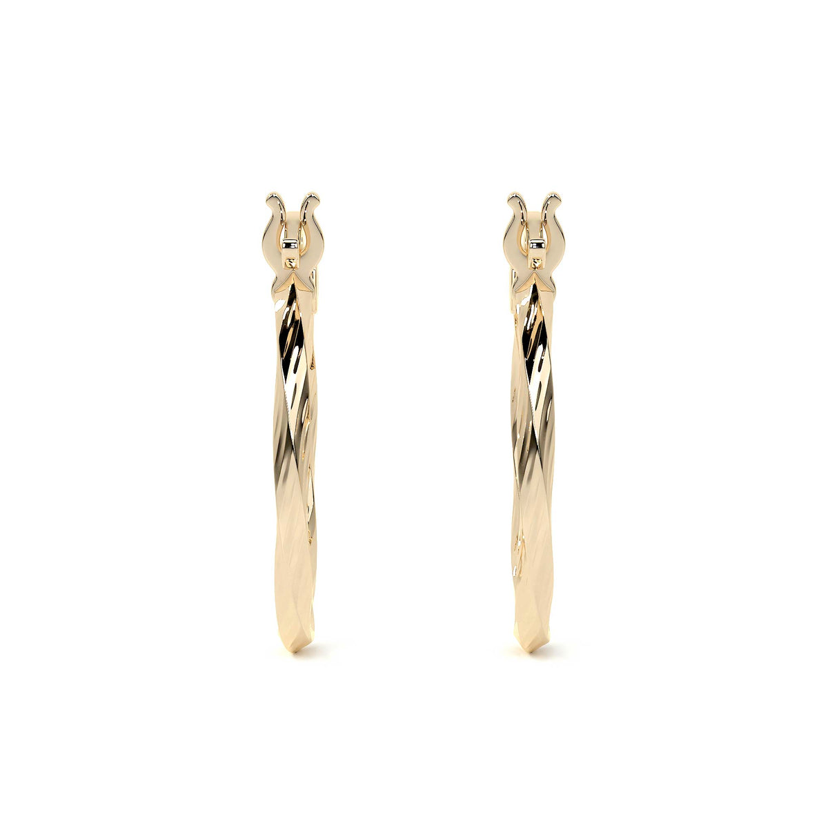 14k Gold Diamond-Cut Twisted Hoop Earring