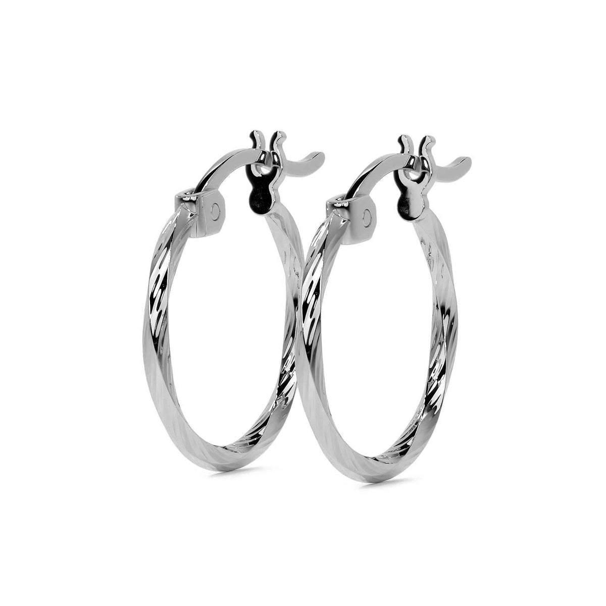 Women's Extra Lightweight 925 Silver Earring with Torsal Diamond Cut