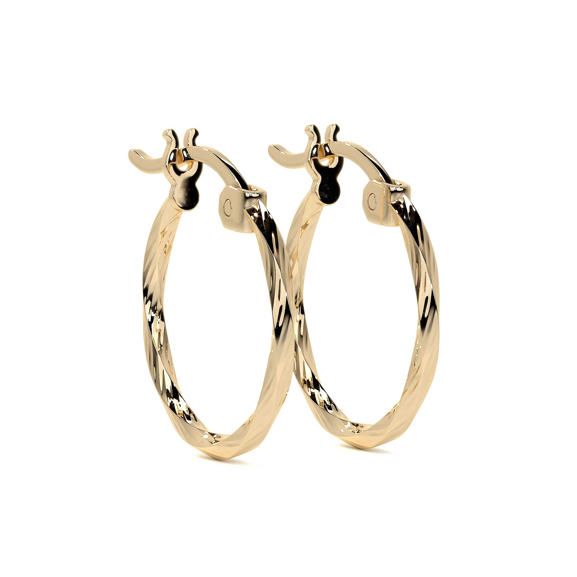 14k Gold Diamond-Cut Twisted Hoop Earring