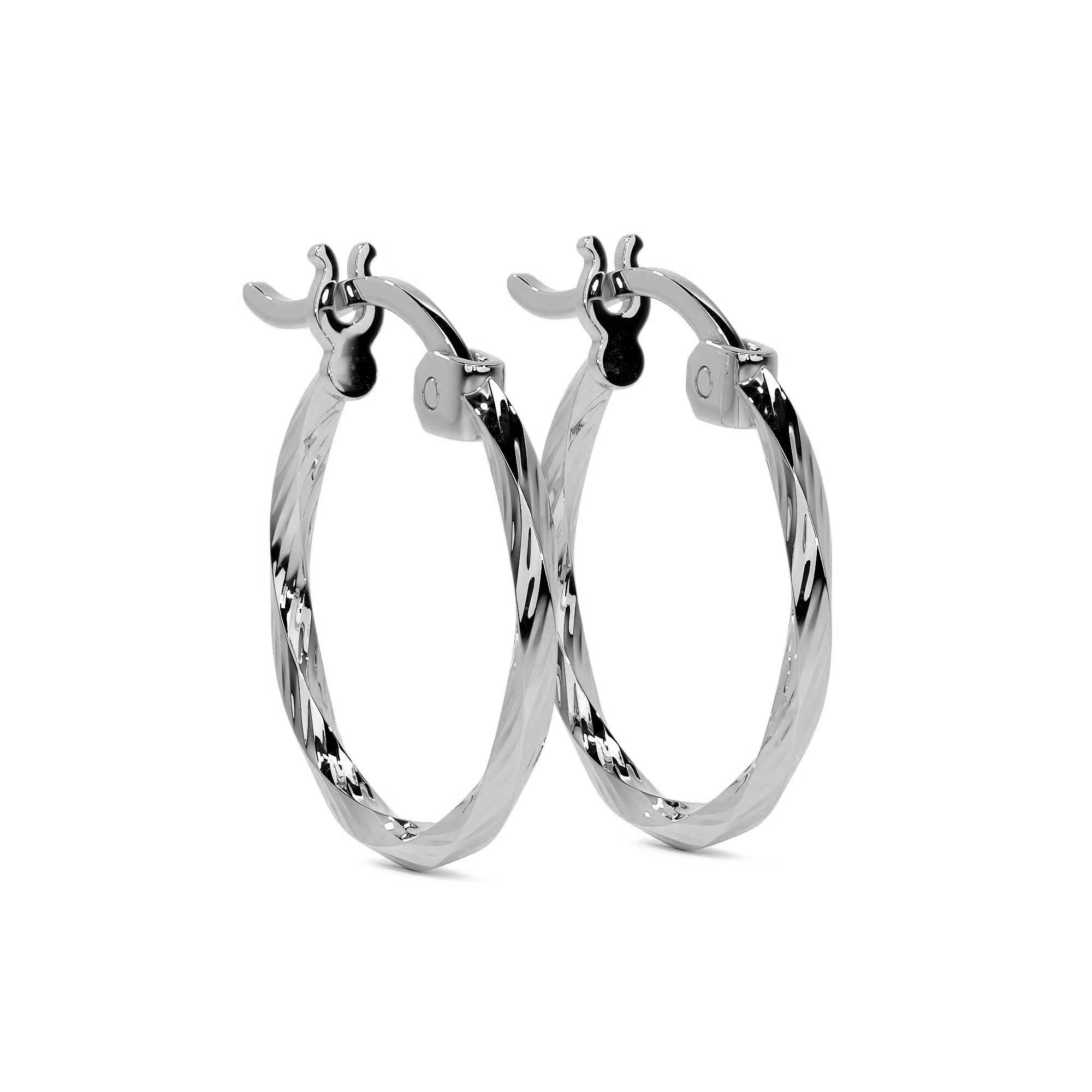 Women's Extra Lightweight 925 Silver Earring with Torsal Diamond Cut