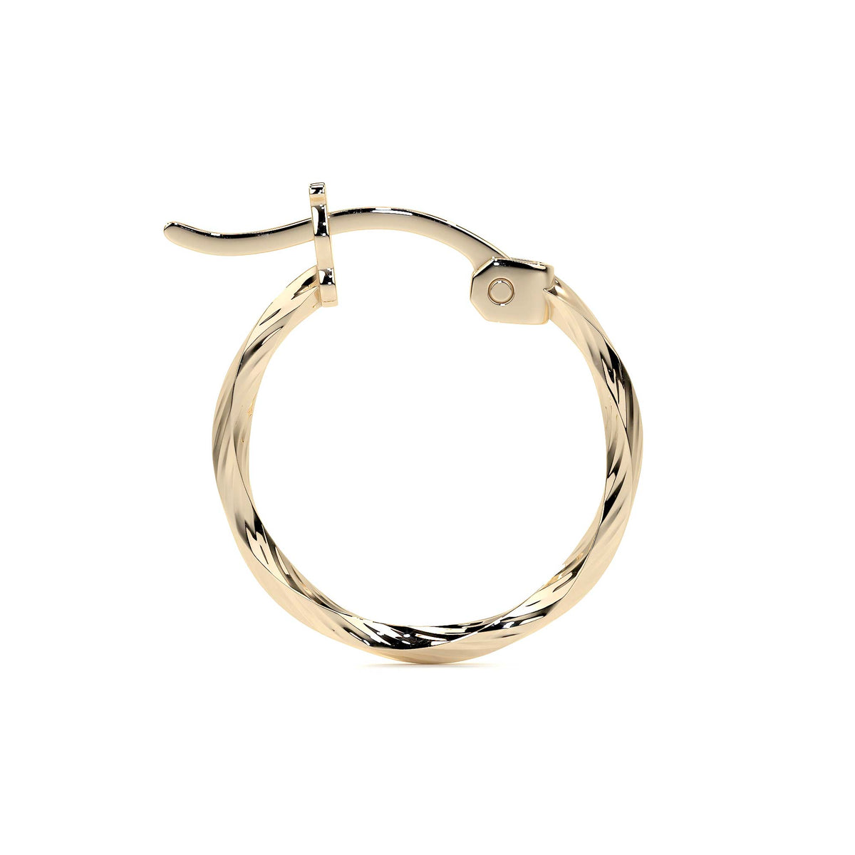 14k Gold Diamond-Cut Twisted Hoop Earring