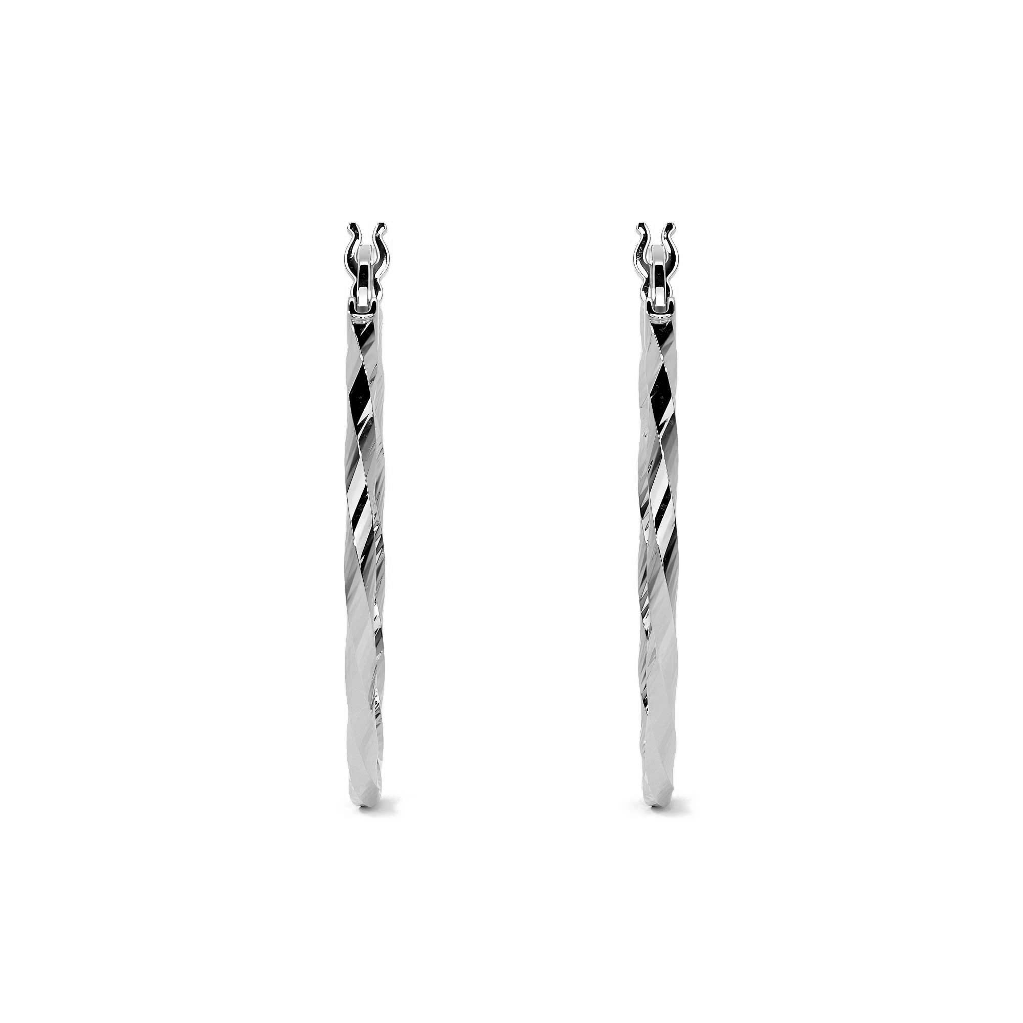 925 Sterling Silver Earring for Women with Diamond-Cut Torsal Detail