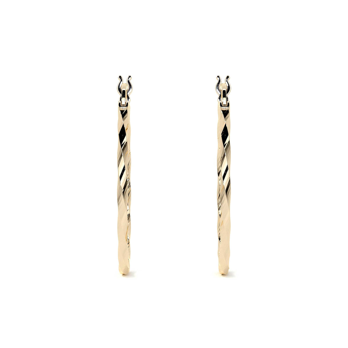 14k Gold Diamond-Cut Twisted Hoop Earring