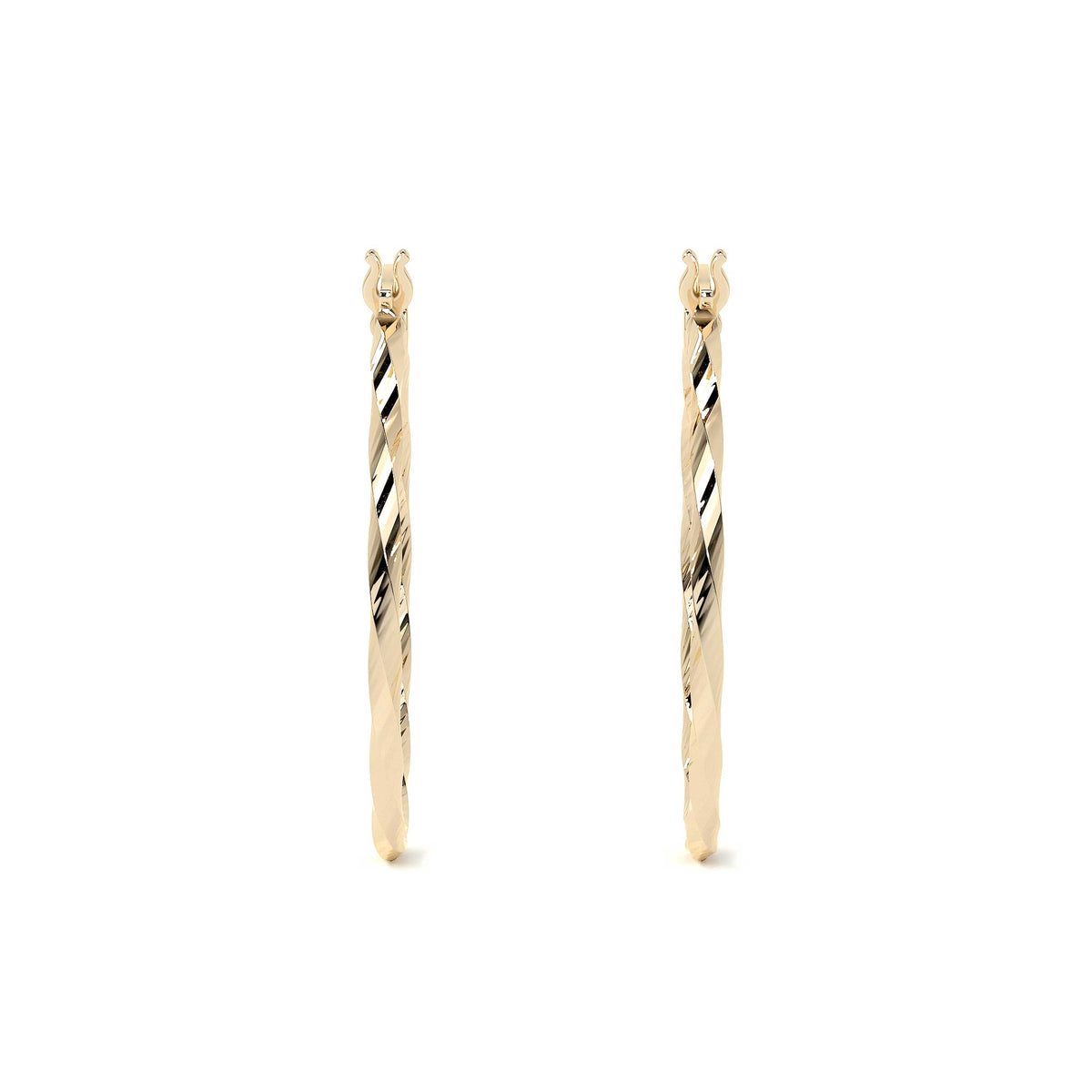 10k Gold Diamond-Cut Hoop Earring with Rope Style