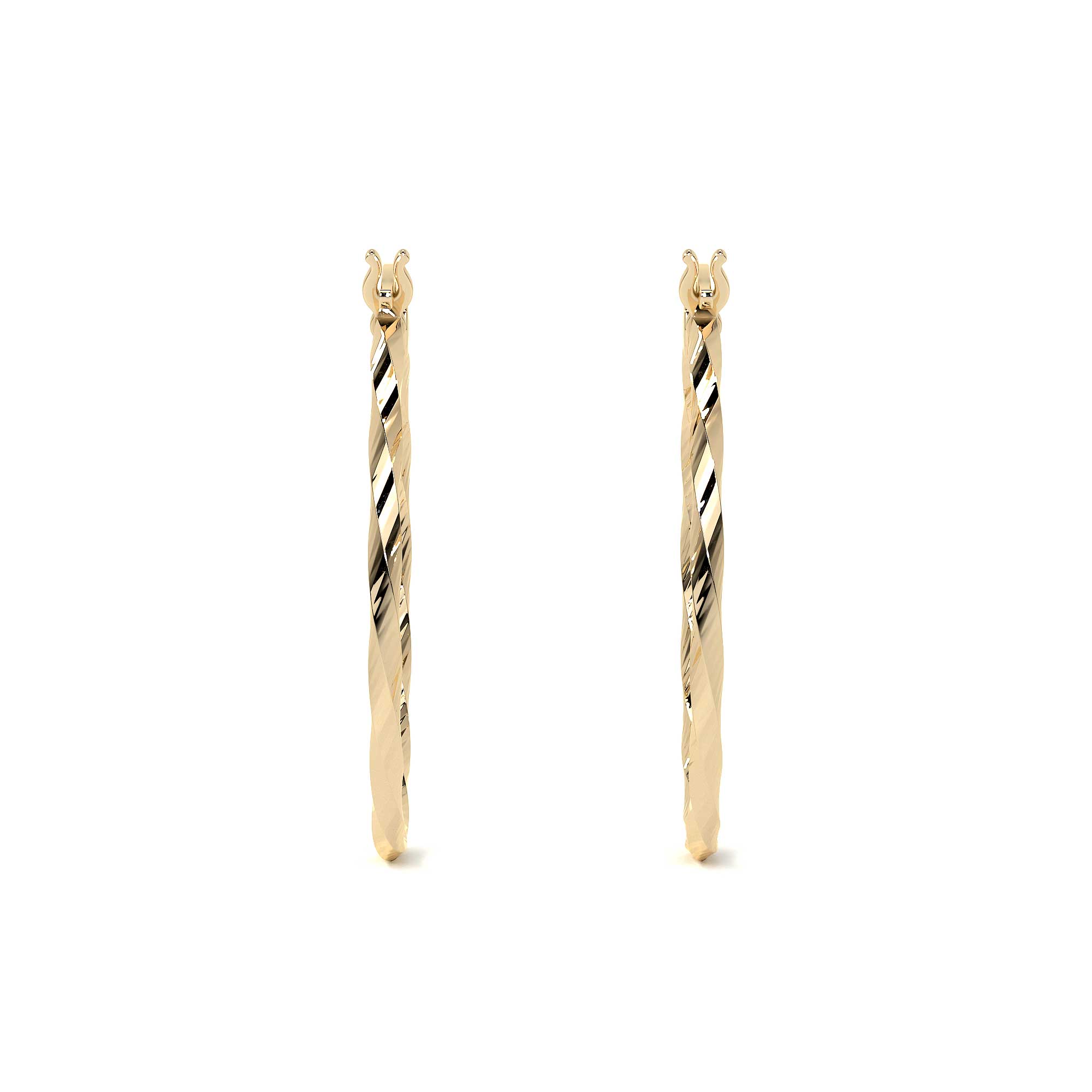 14k Gold Diamond-Cut Twisted Hoop Earring