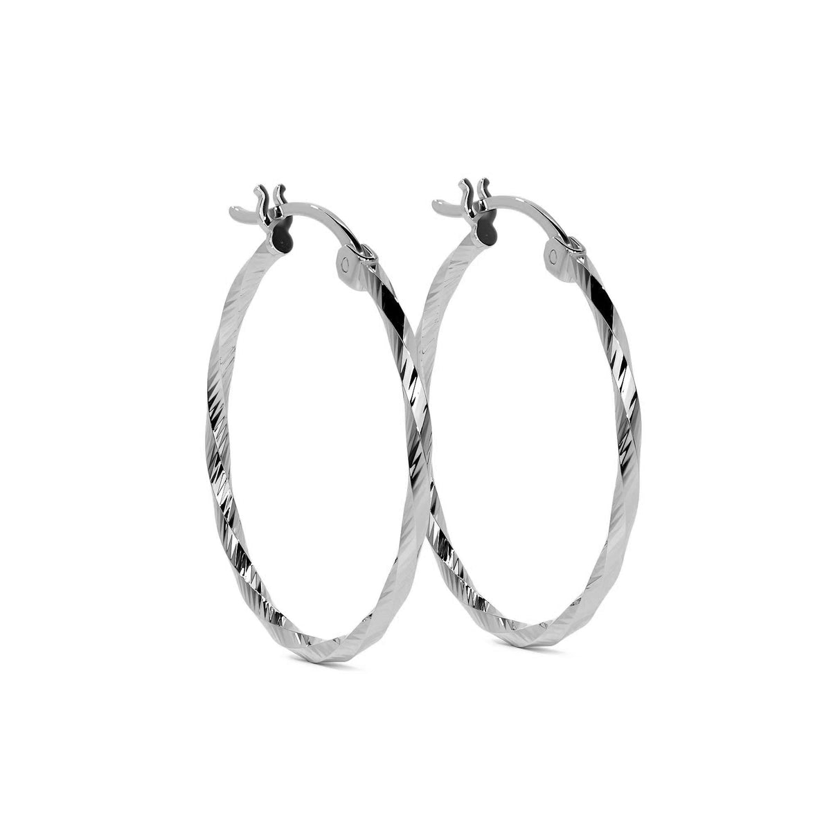 Women's Extra Lightweight 925 Silver Earring with Torsal Diamond Cut
