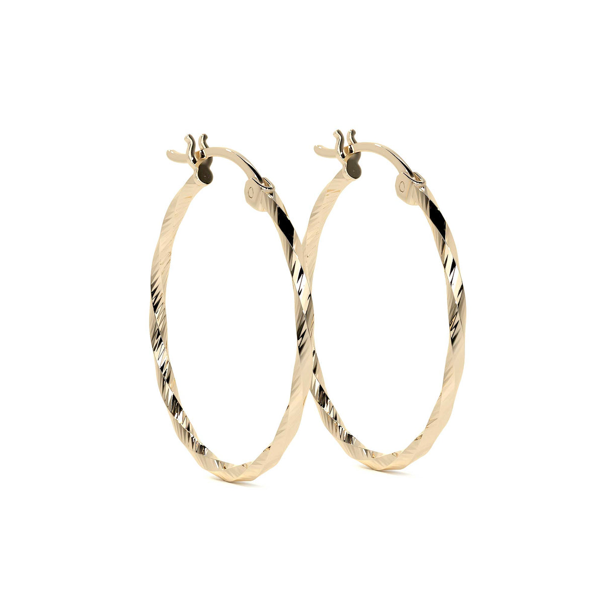 10k Gold Diamond-Cut Hoop Earring with Rope Style