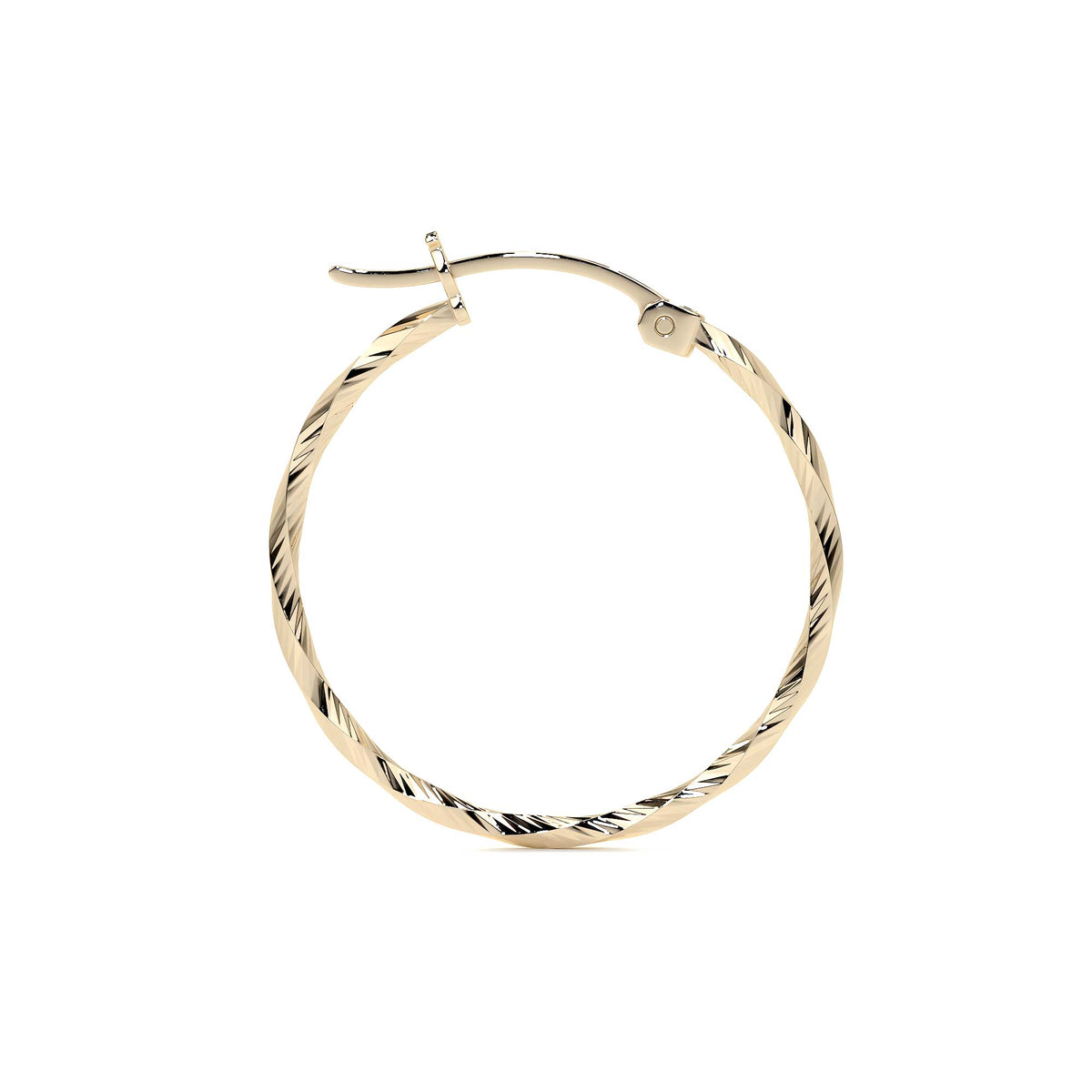 14k Gold Diamond-Cut Twisted Hoop Earring