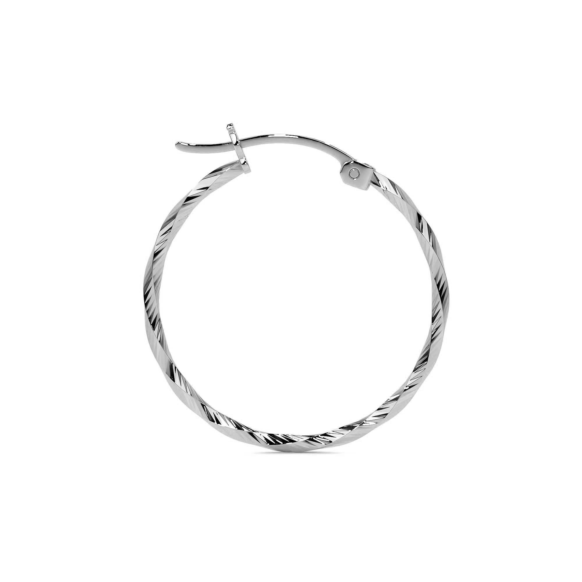 Women's Extra Lightweight 925 Silver Earring with Torsal Diamond Cut