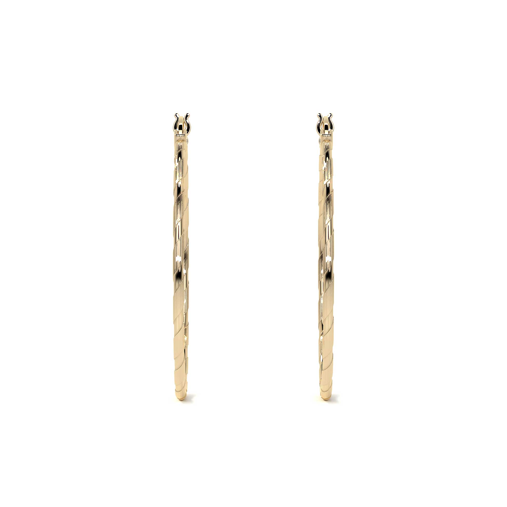 Diamond-Cut Rope Blue Gold Hoop Earring