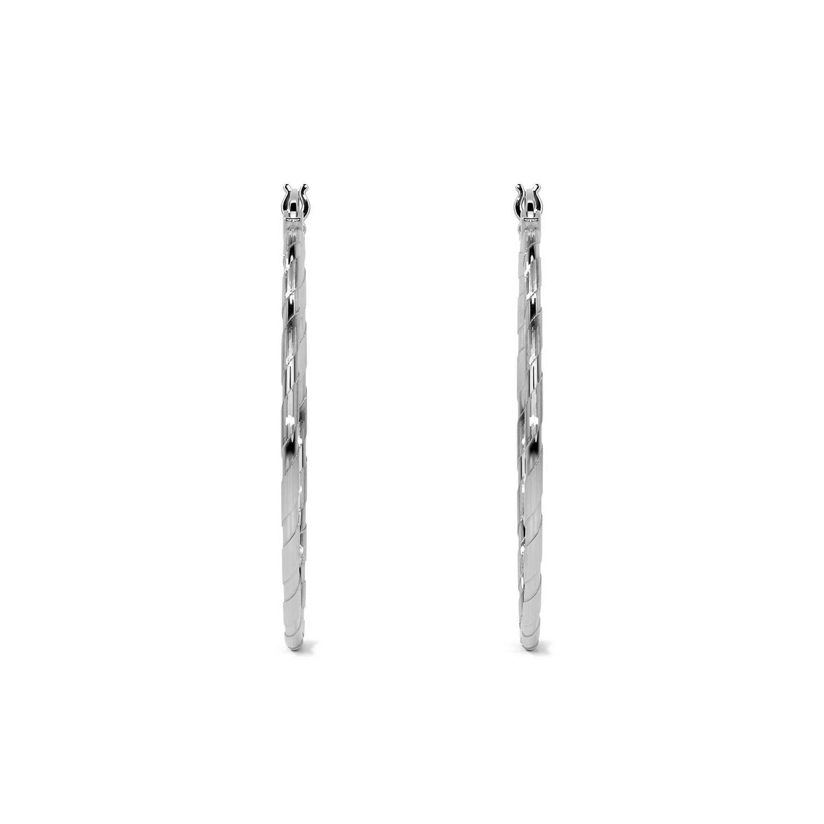 Women's 30mm Sterling Silver 925 Diamond-Cut Hoop Earrings