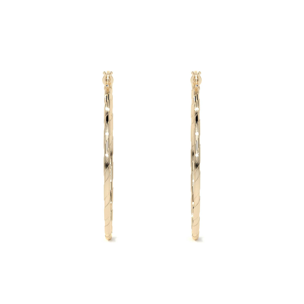 Diamond-Cut Rope Blue Gold Hoop Earring