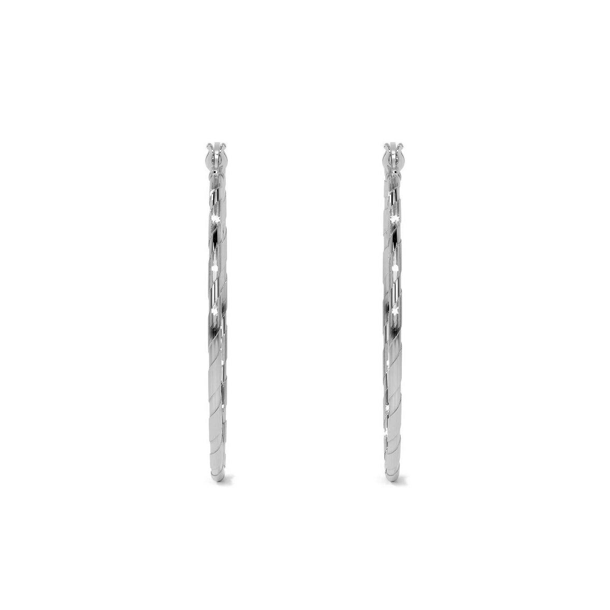 Women's 25mm 925 Sterling Silver Diamond Cut Hoop Earring
