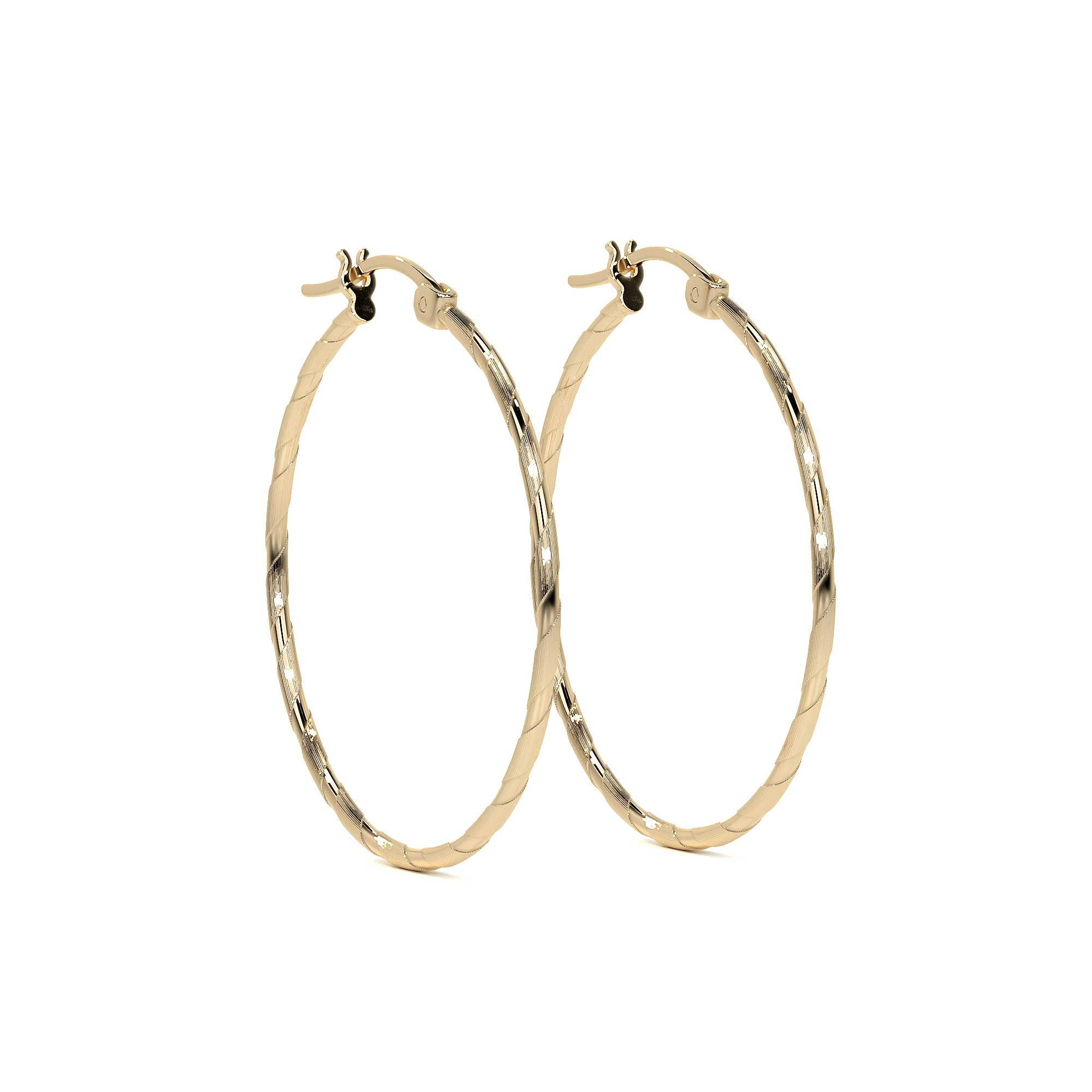 Diamond-Cut Rope Blue Gold Hoop Earring