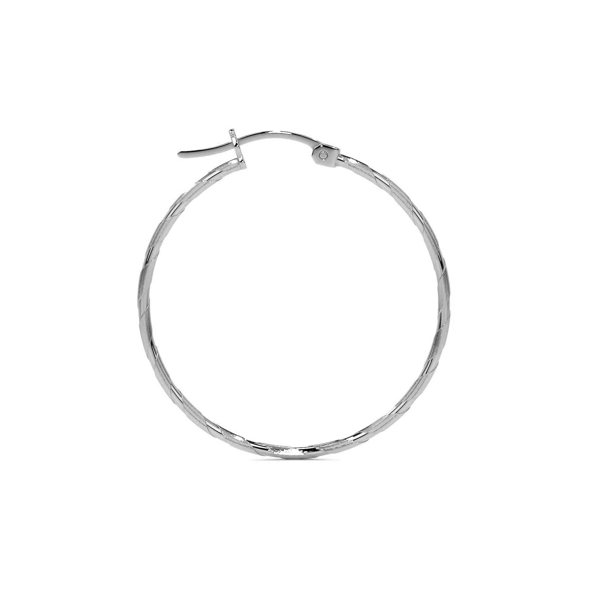 Women's 30mm Sterling Silver 925 Diamond-Cut Hoop Earrings