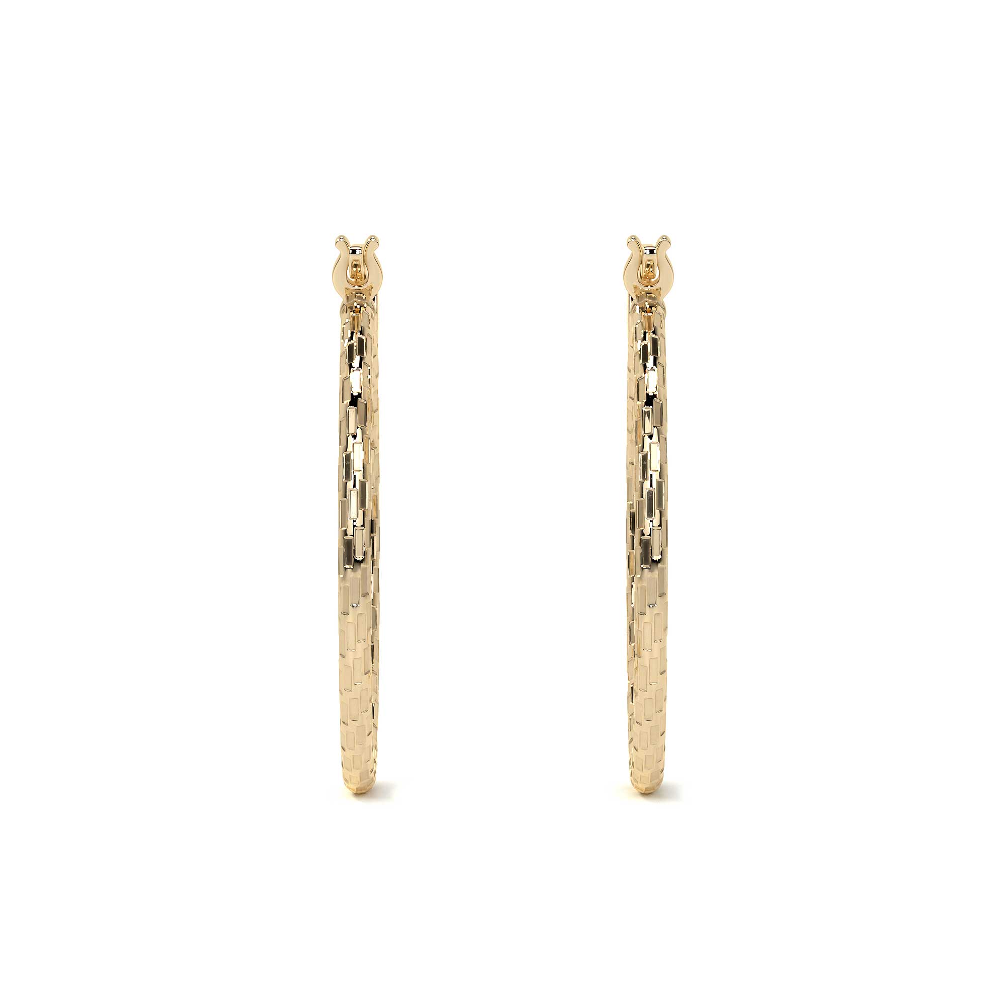 14k Gold Diamond-Cut Arracada Hoop Earring, Domino Style