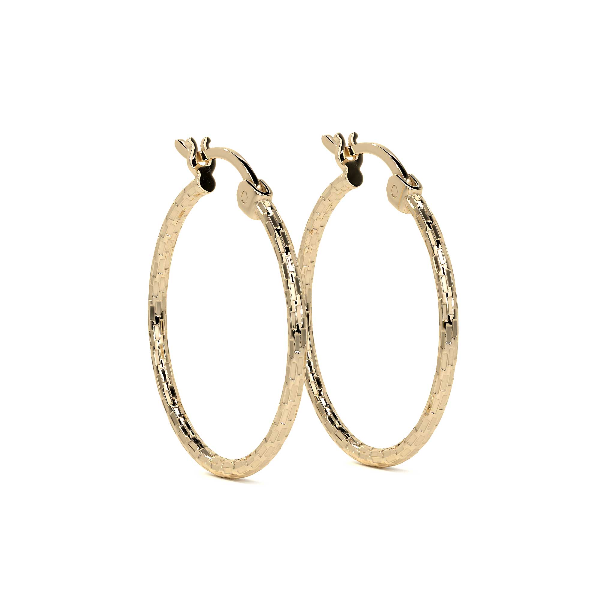 14k Gold Diamond-Cut Arracada Hoop Earring, Domino Style